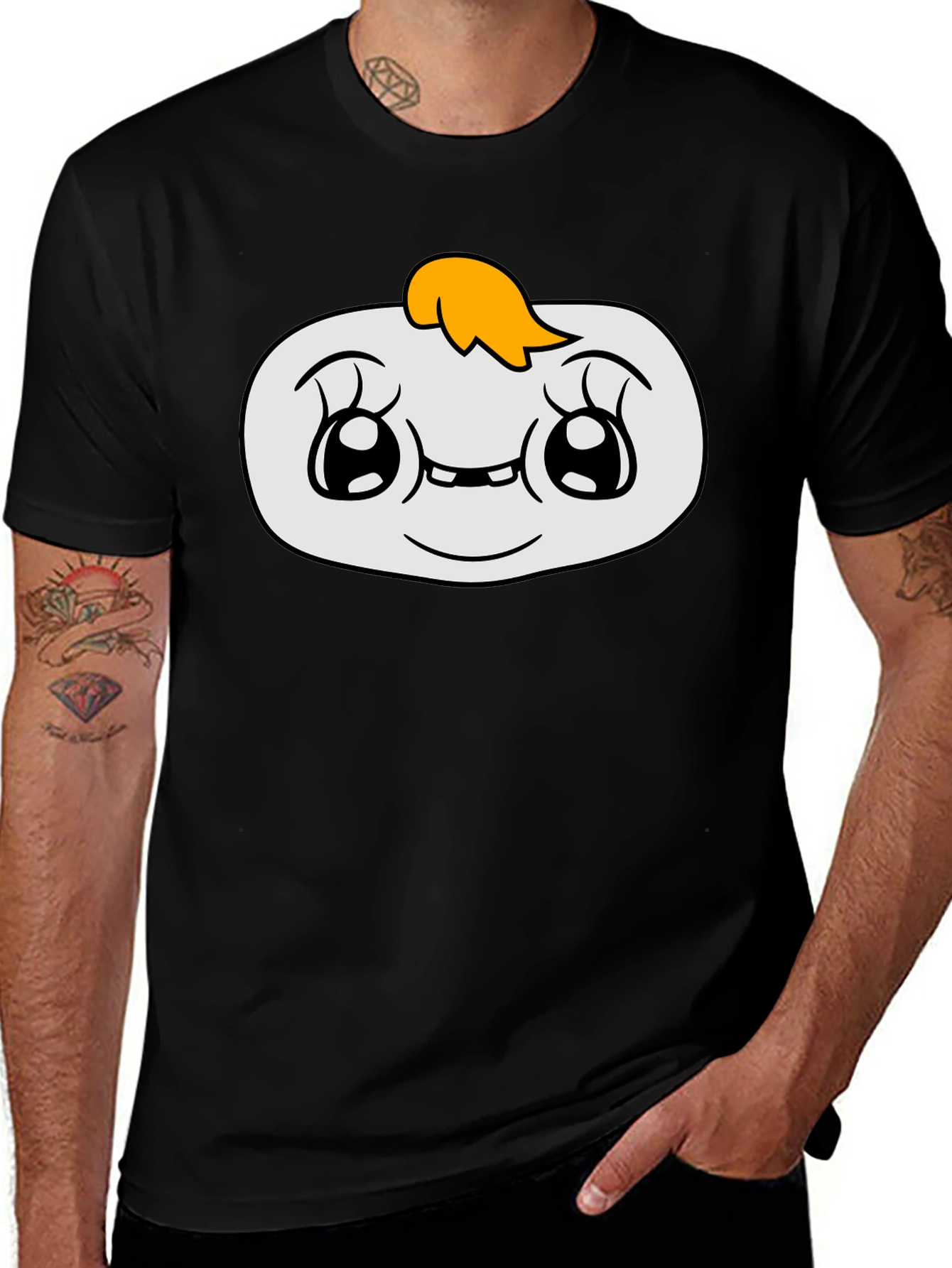 Cute Cartoon Character Graphic Black T-Shirt