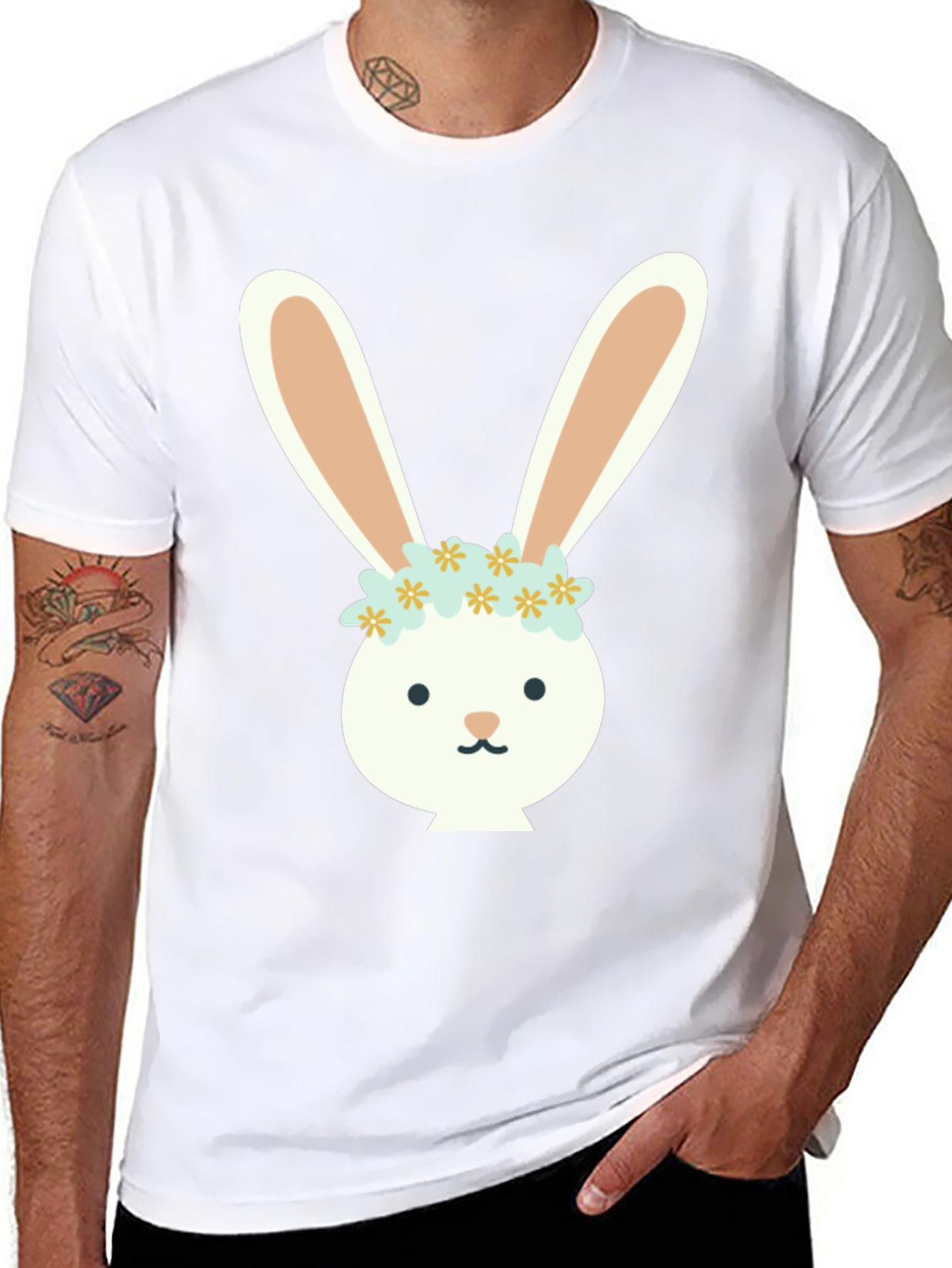 Bunny Flower Crown Graphic Tee - Black