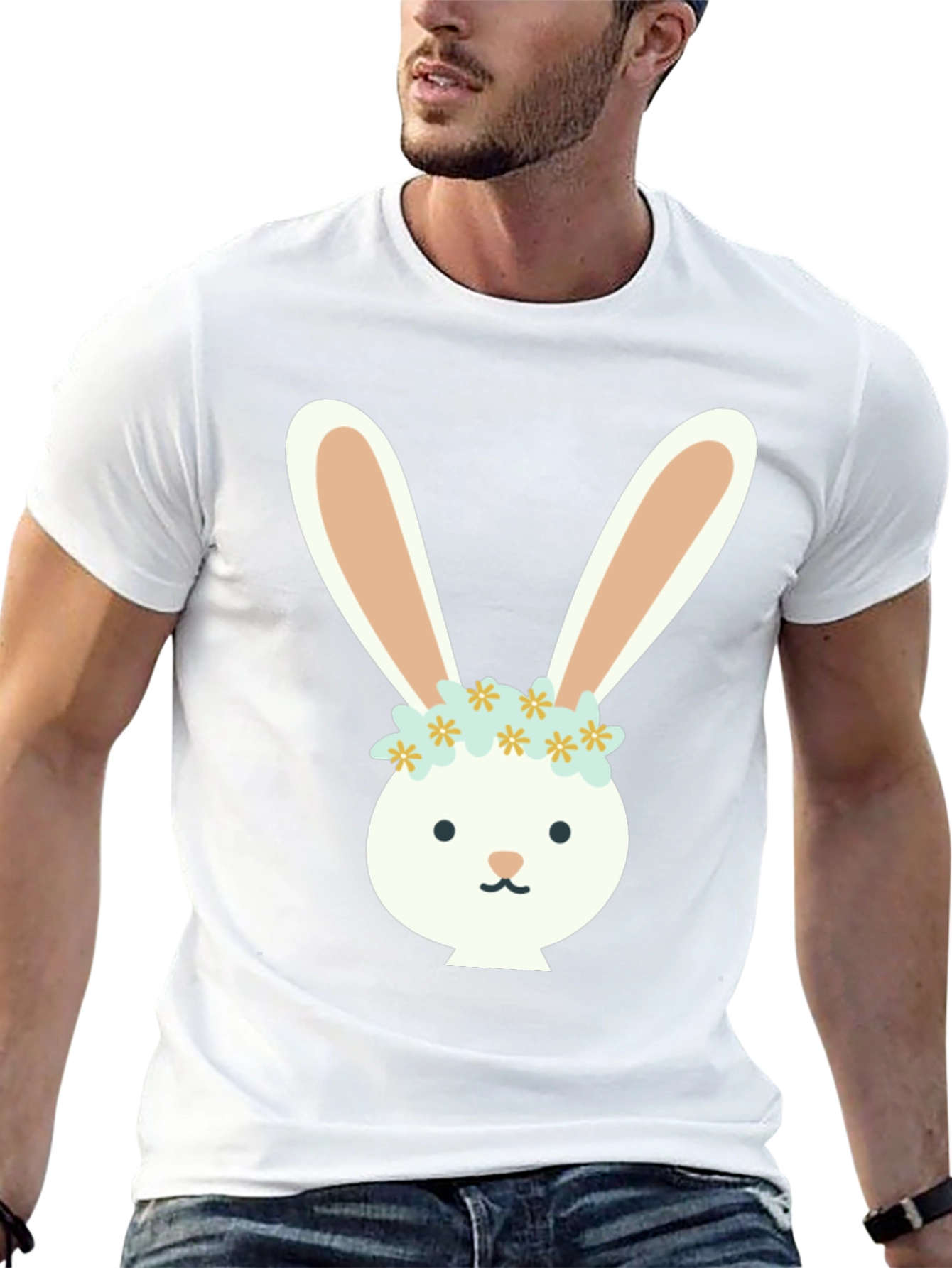 Bunny Flower Crown Graphic Tee - Black