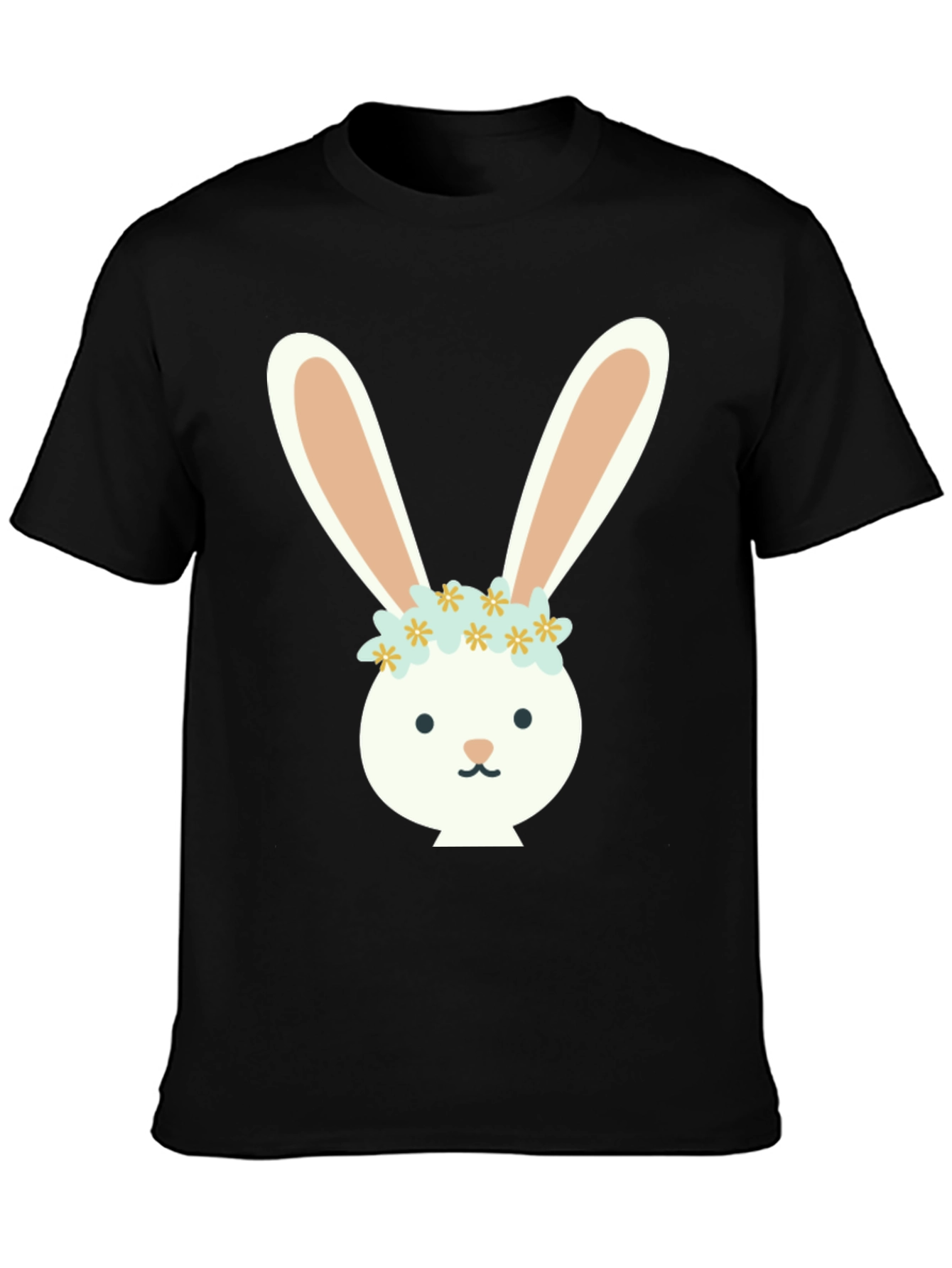 Bunny Flower Crown Graphic Tee - Black