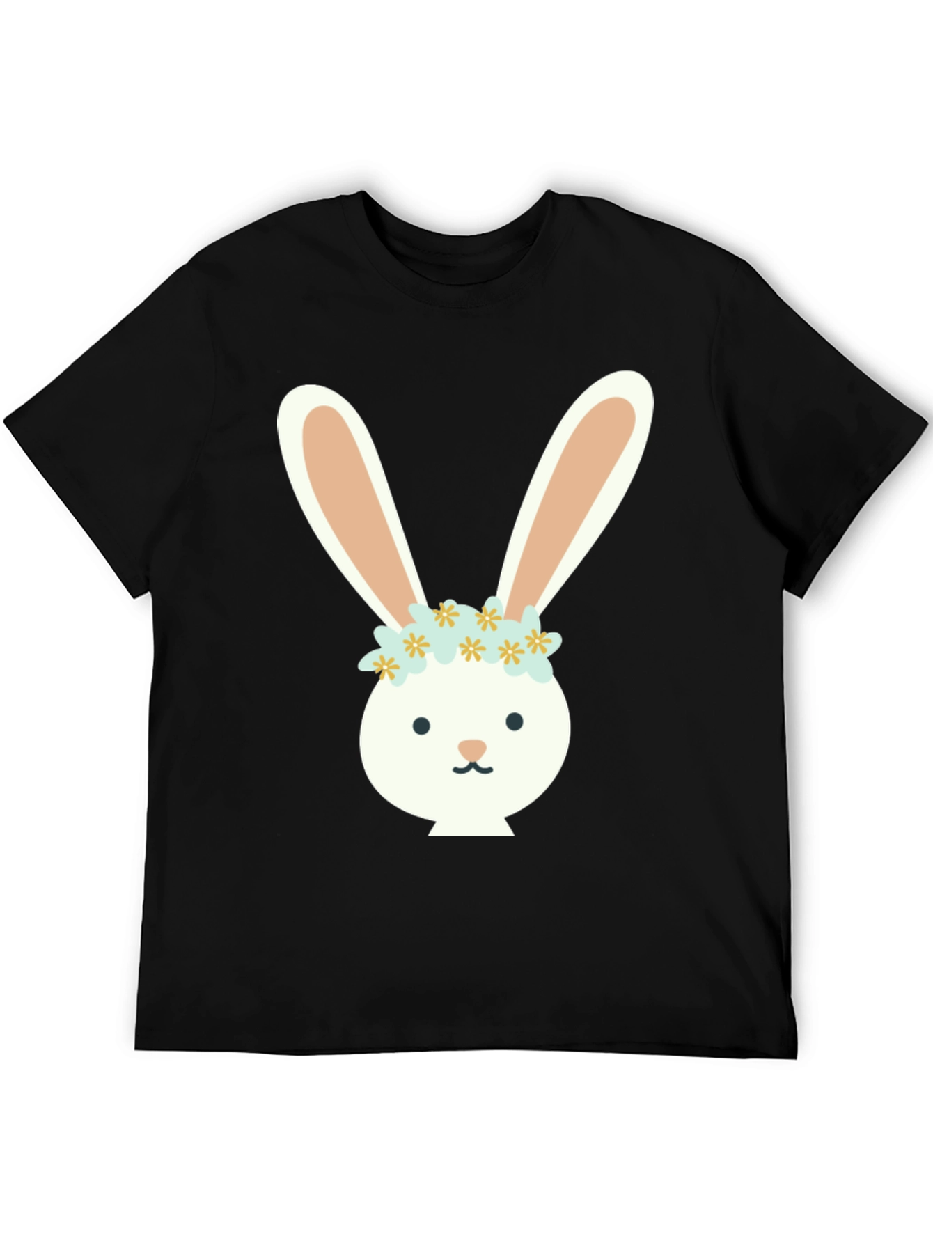 Bunny Flower Crown Graphic Tee - Black