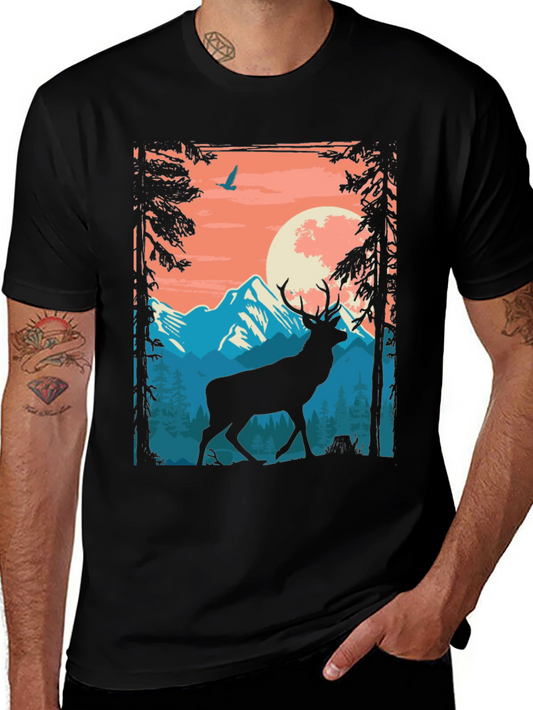 Mountain Stag Graphic Tee - Nature Lovers Shirt