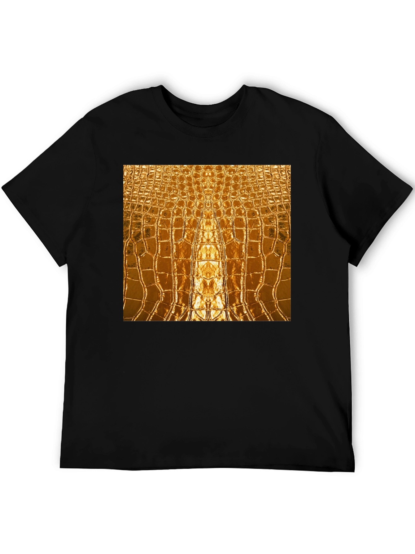 Gold Alligator Skin Patterned T-Shirt