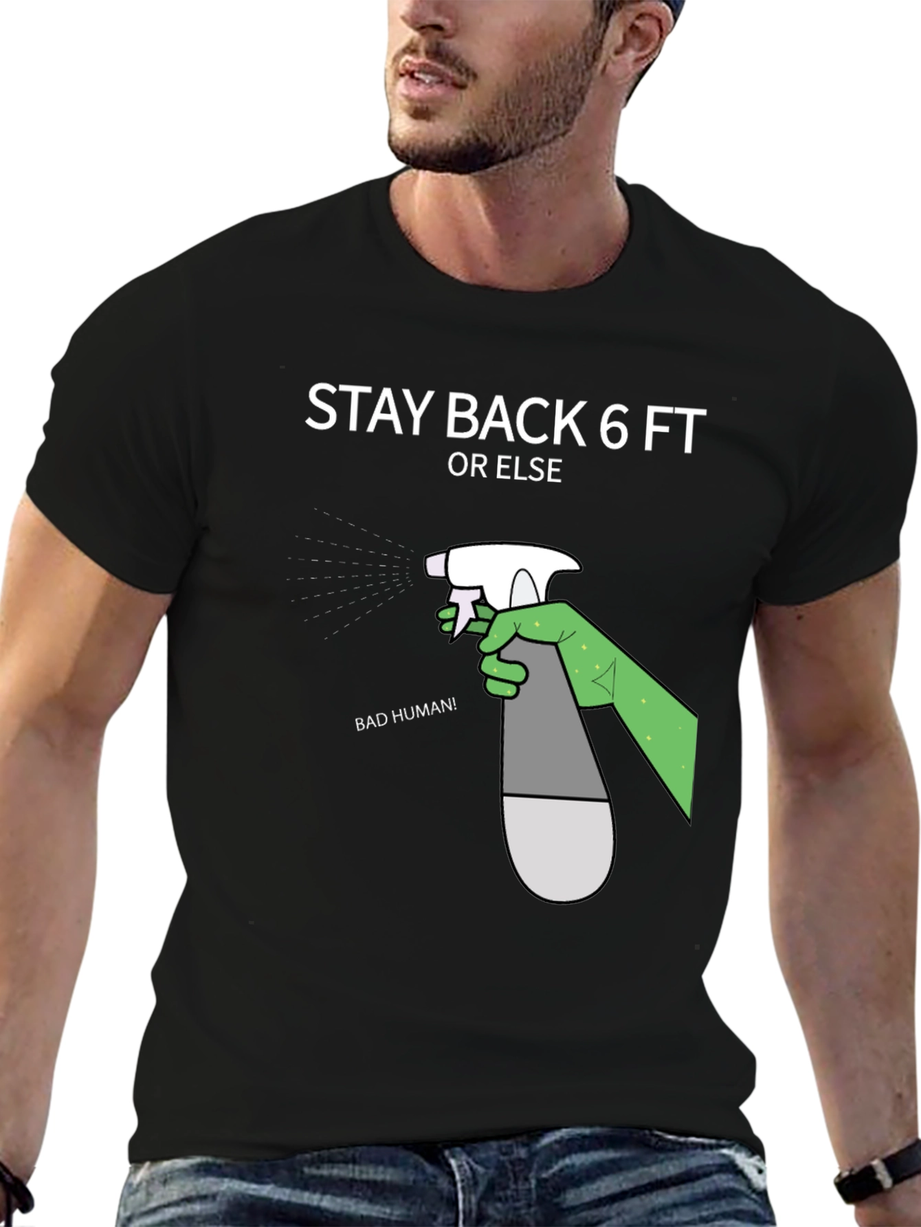 Stay Back 6ft Novelty Graphic T-Shirt