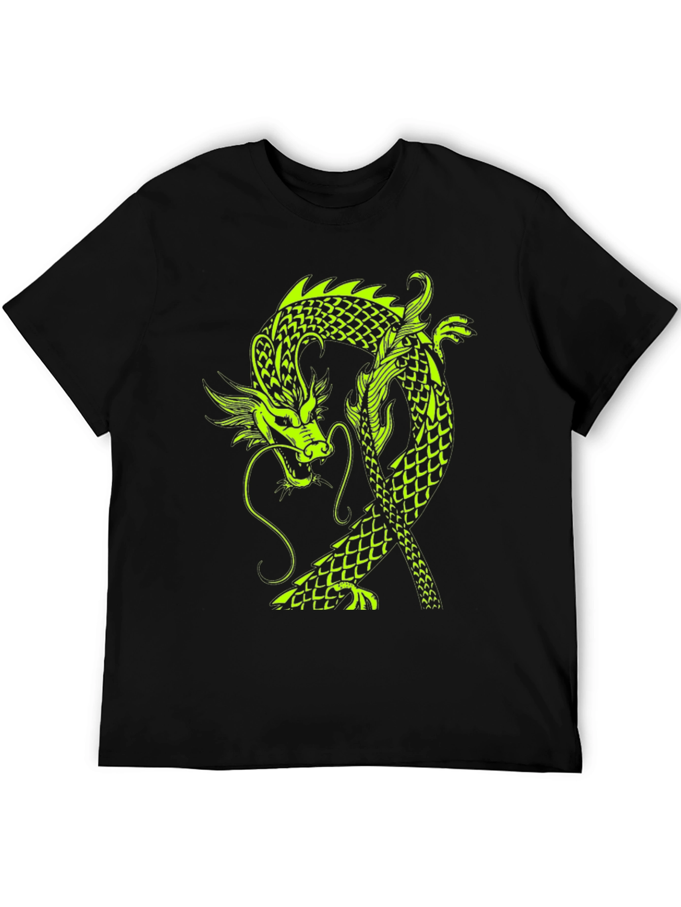 Neon Dragon Graphic Black T-Shirt