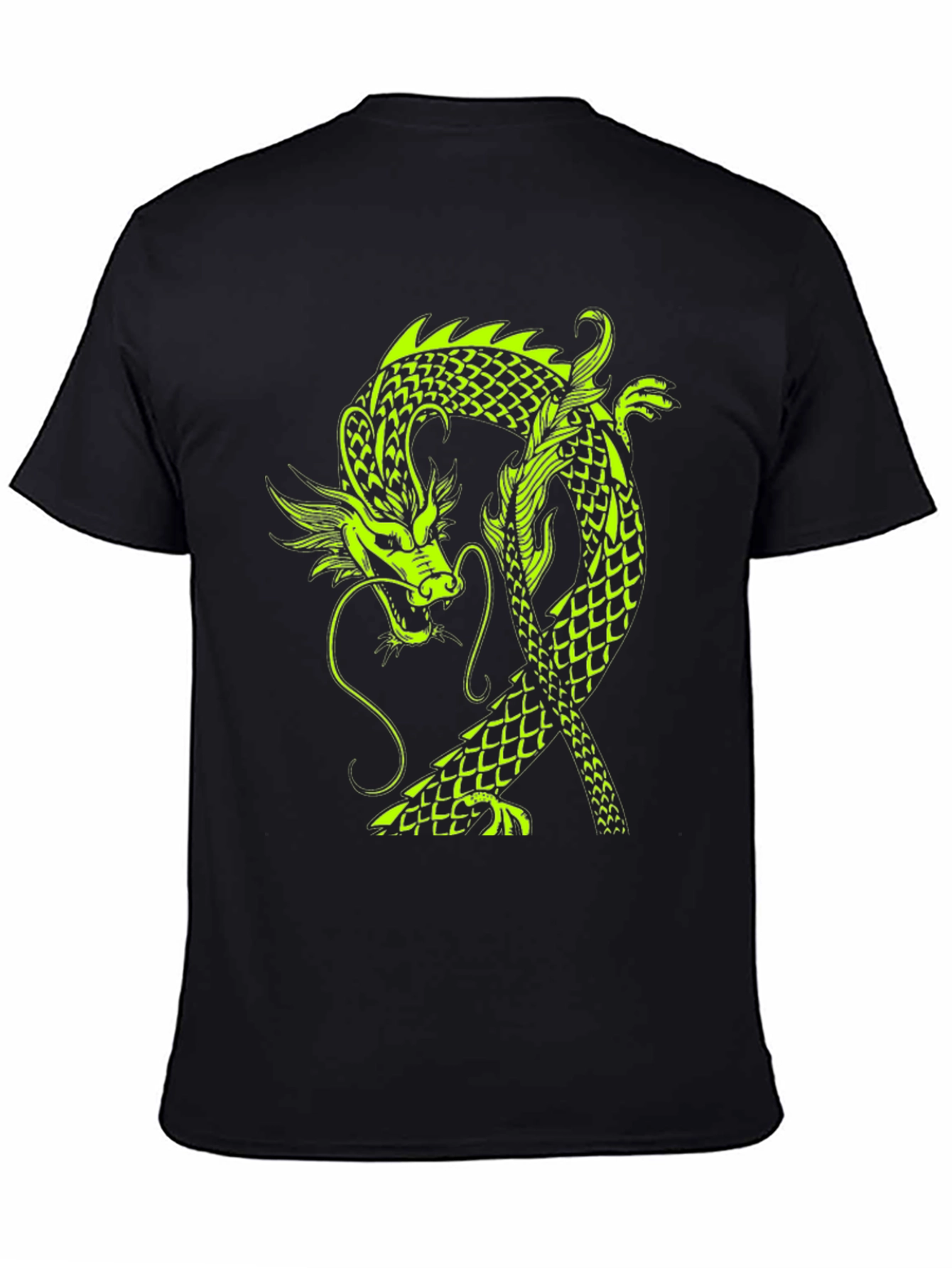 Neon Dragon Graphic Black T-Shirt