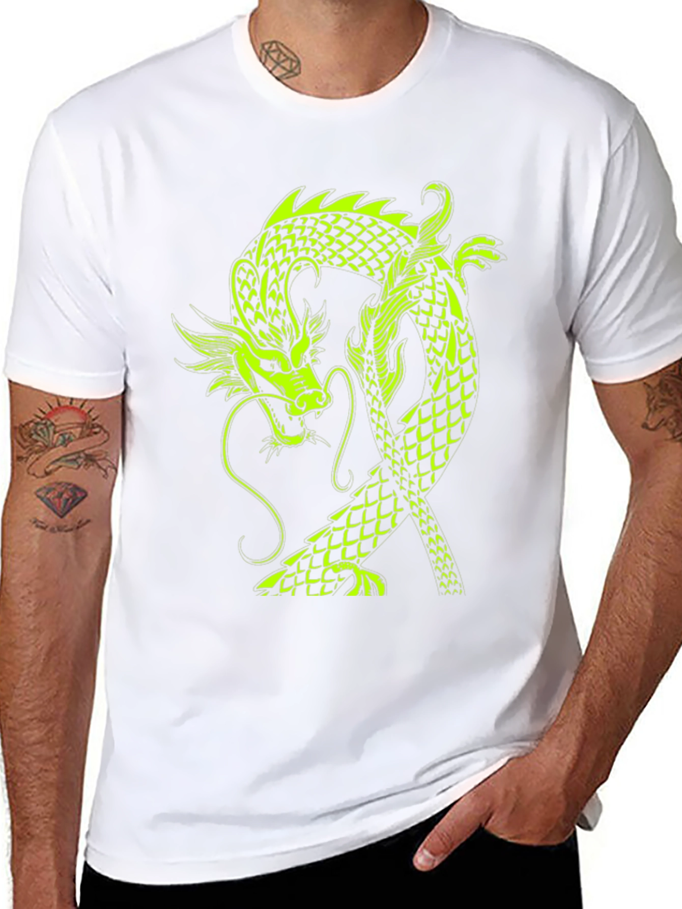 Neon Dragon Graphic Black T-Shirt