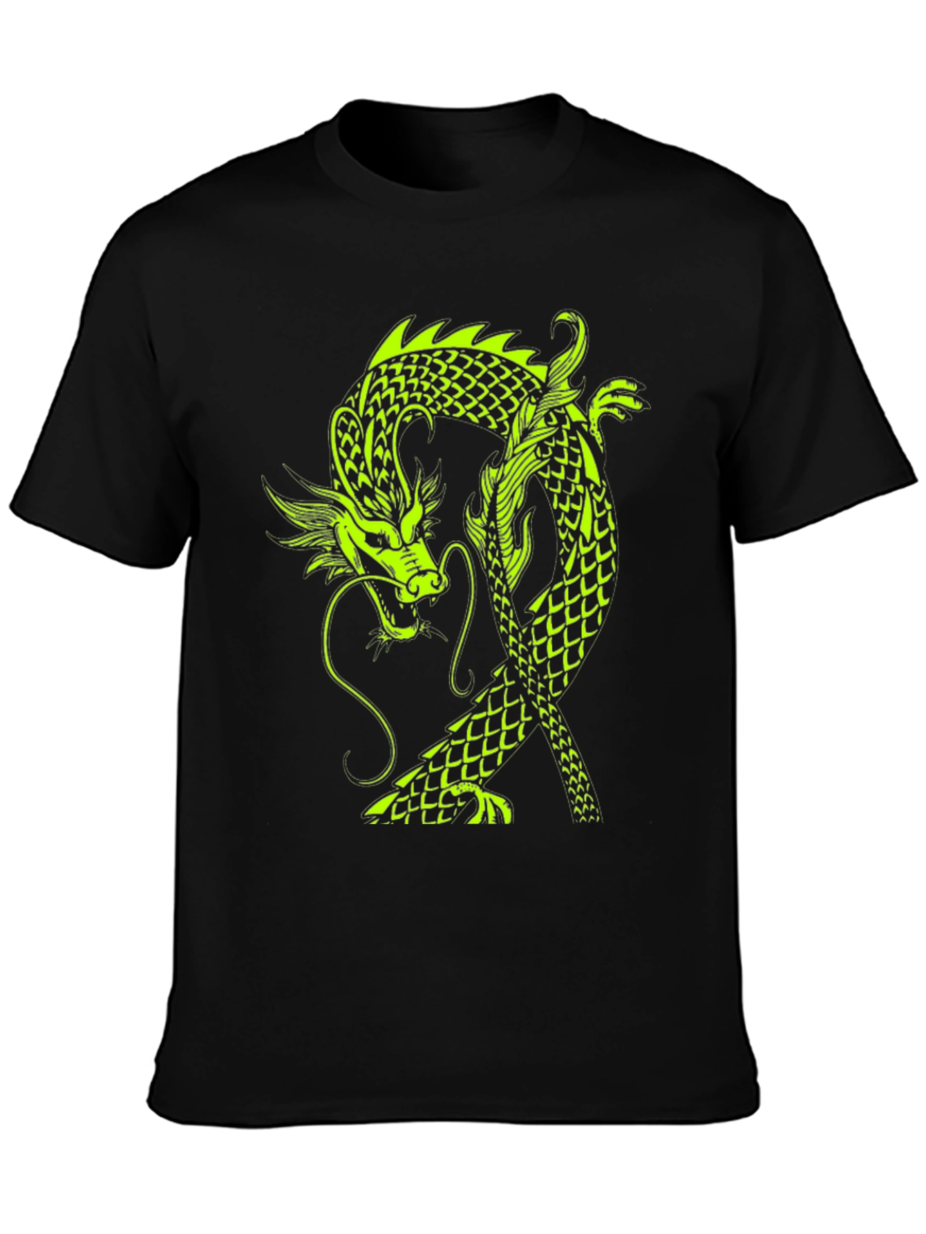 Neon Dragon Graphic Black T-Shirt