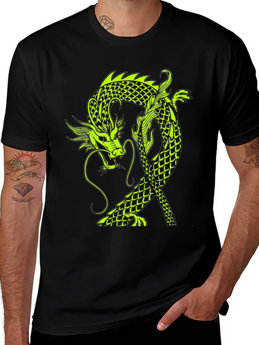 Neon Dragon Graphic Black T-Shirt