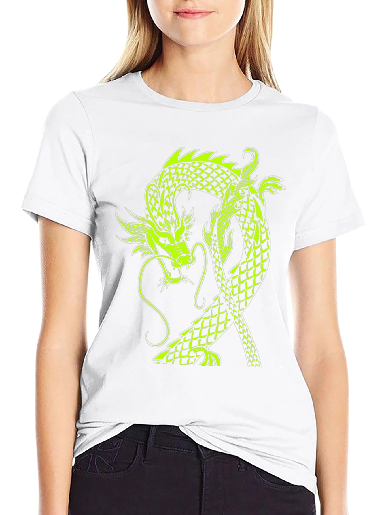 Neon Dragon Graphic Black T-Shirt