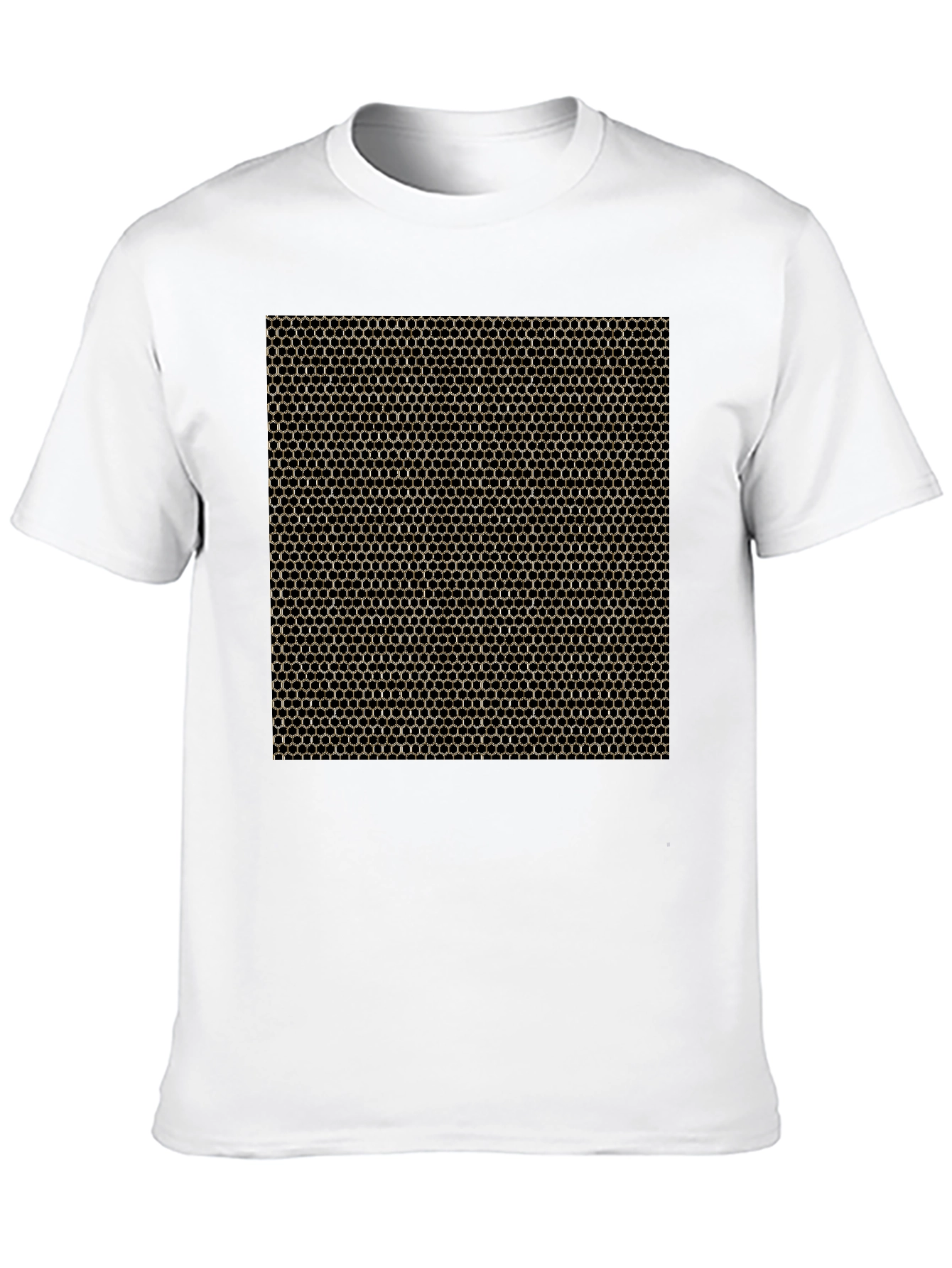 Geometric Hexagon Pattern Black T-Shirt