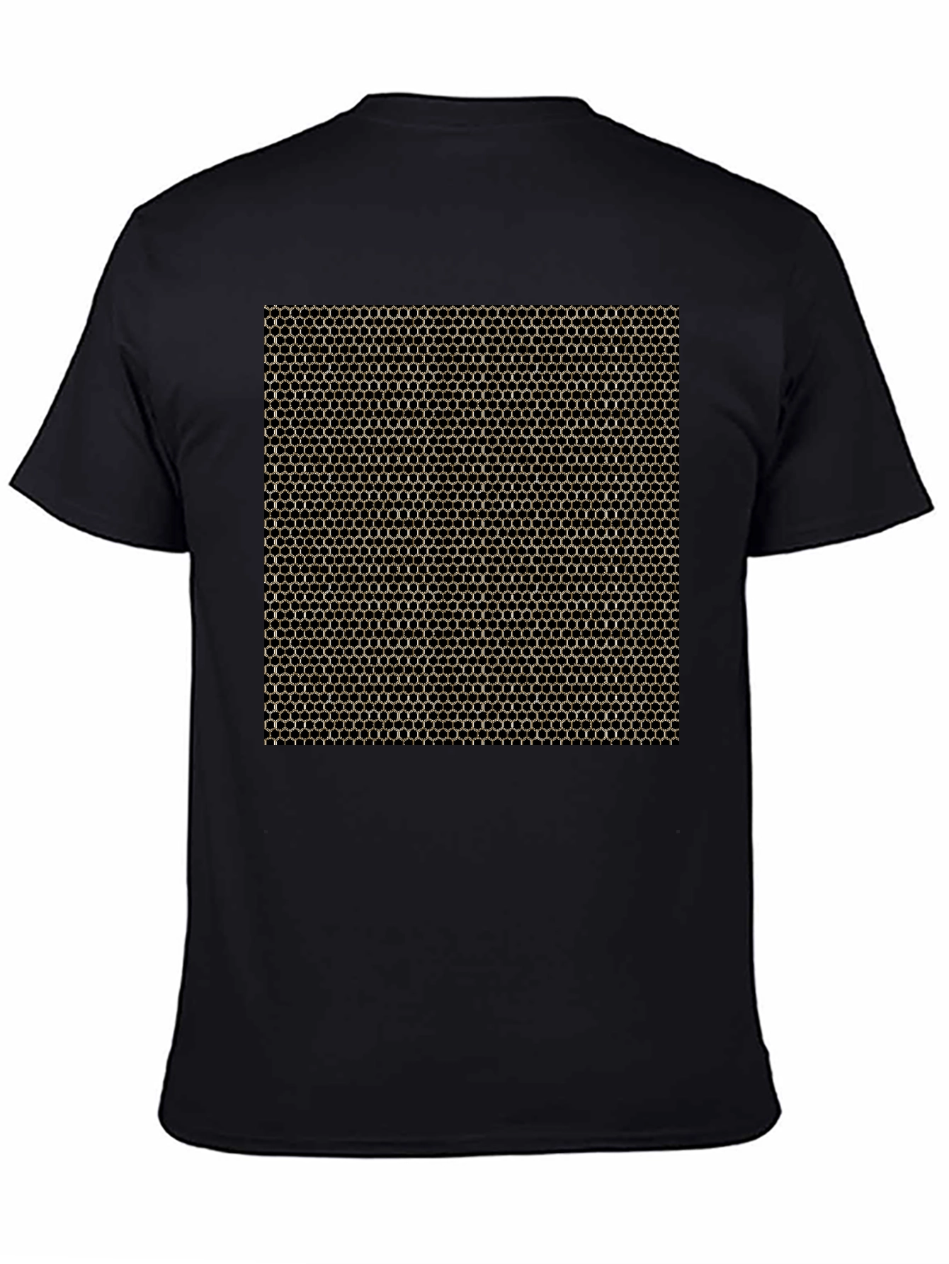 Geometric Hexagon Pattern Black T-Shirt