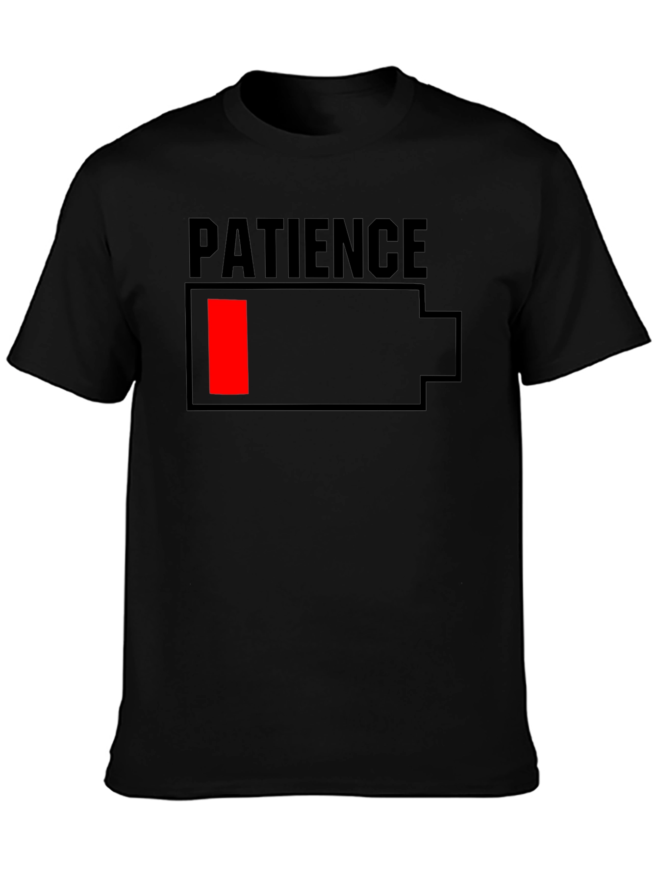 Patience Low Battery Graphic T-Shirt - Black