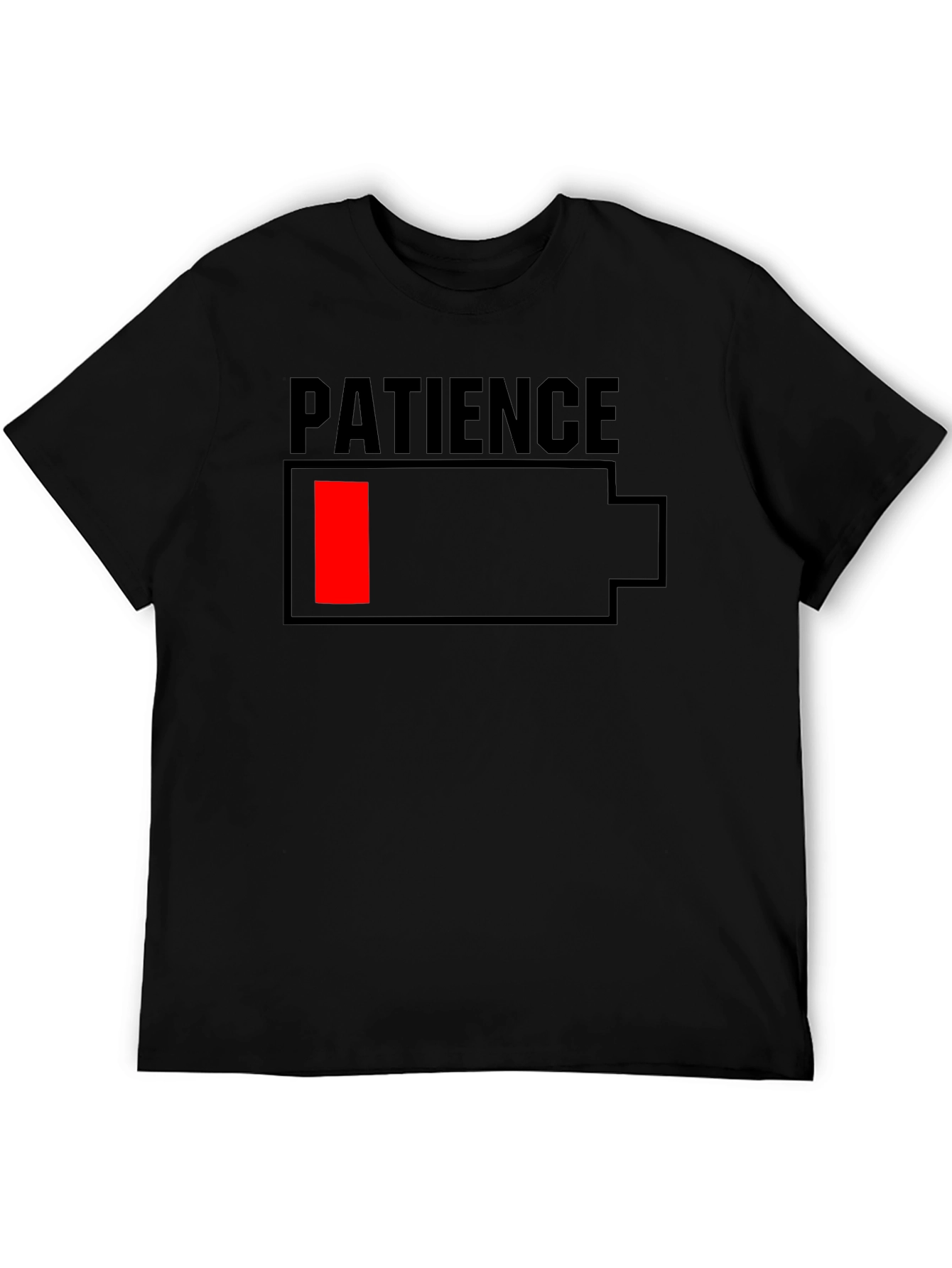 Patience Low Battery Graphic T-Shirt - Black