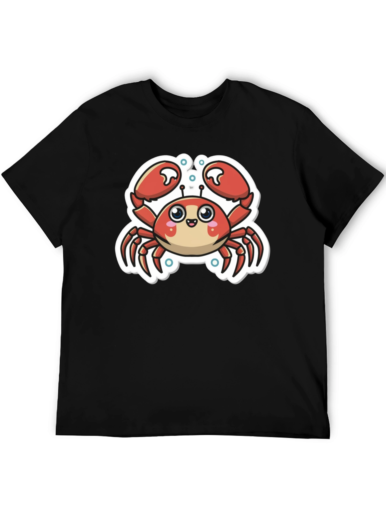 Cute Cartoon Crab Graphic T-Shirt - Black