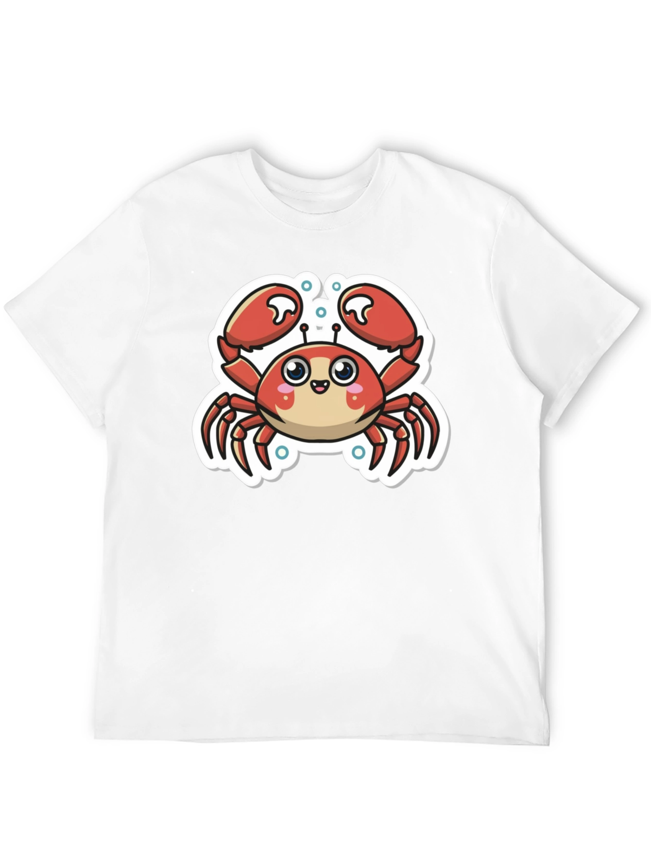 Cute Cartoon Crab Graphic T-Shirt - Black