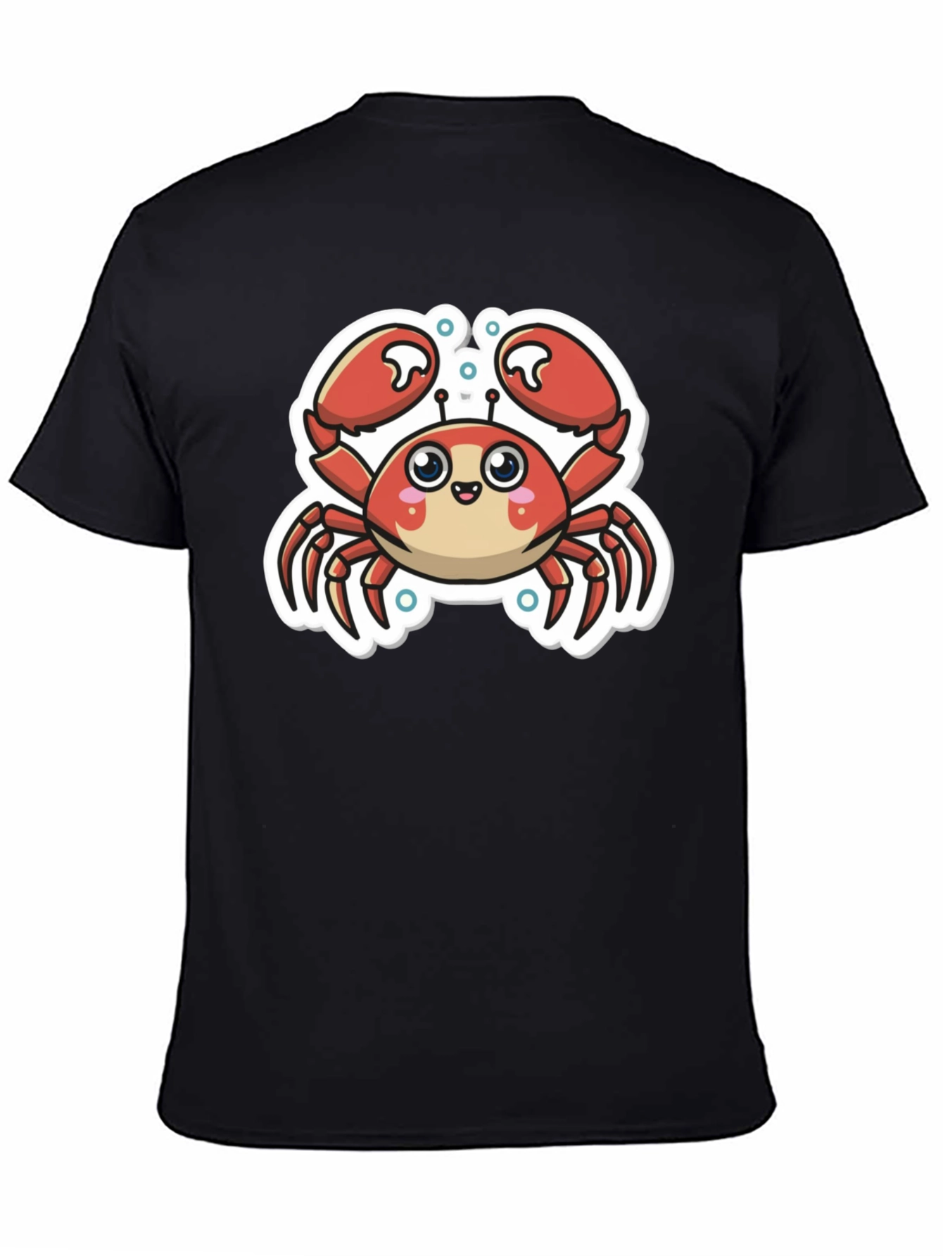 Cute Cartoon Crab Graphic T-Shirt - Black