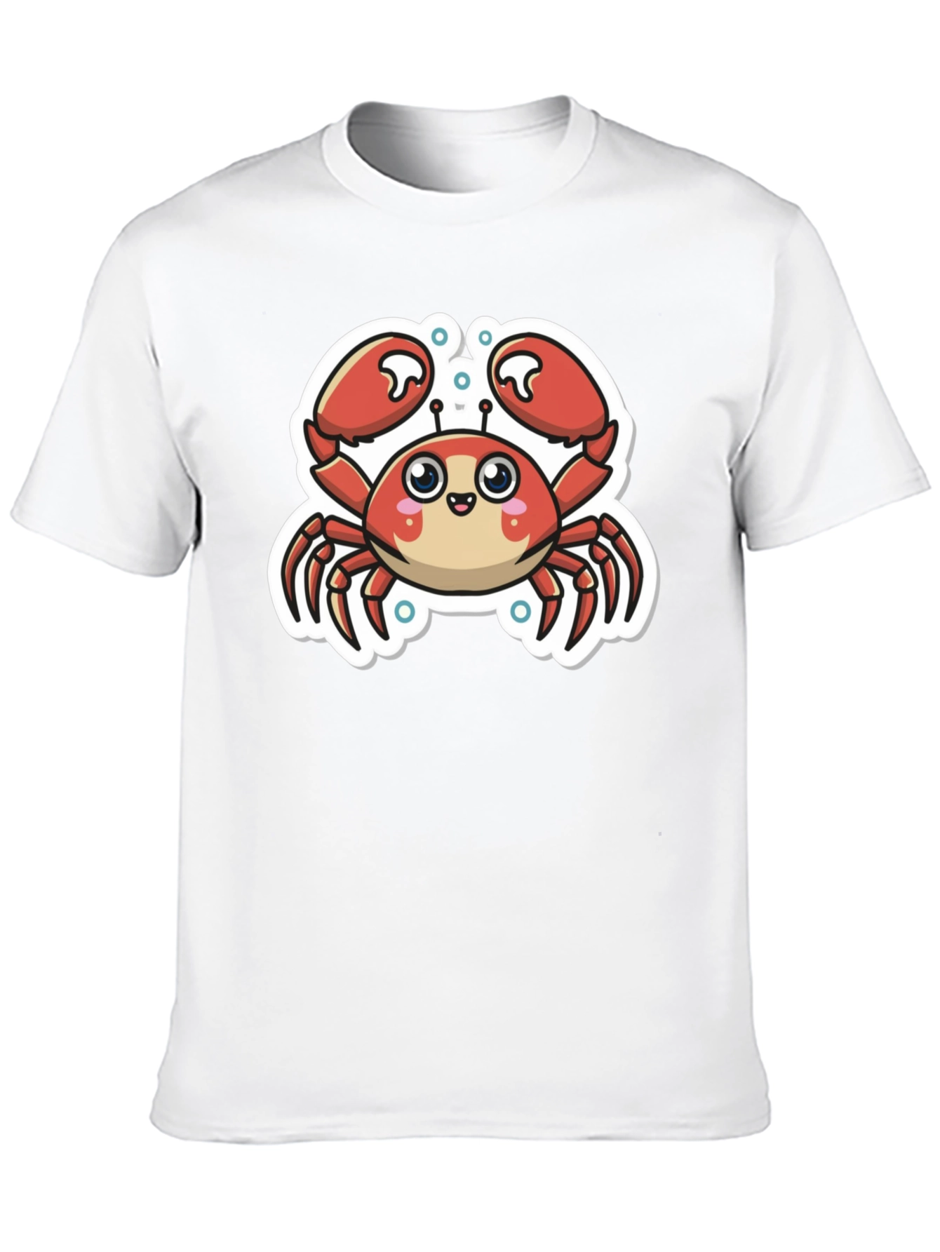 Cute Cartoon Crab Graphic T-Shirt - Black