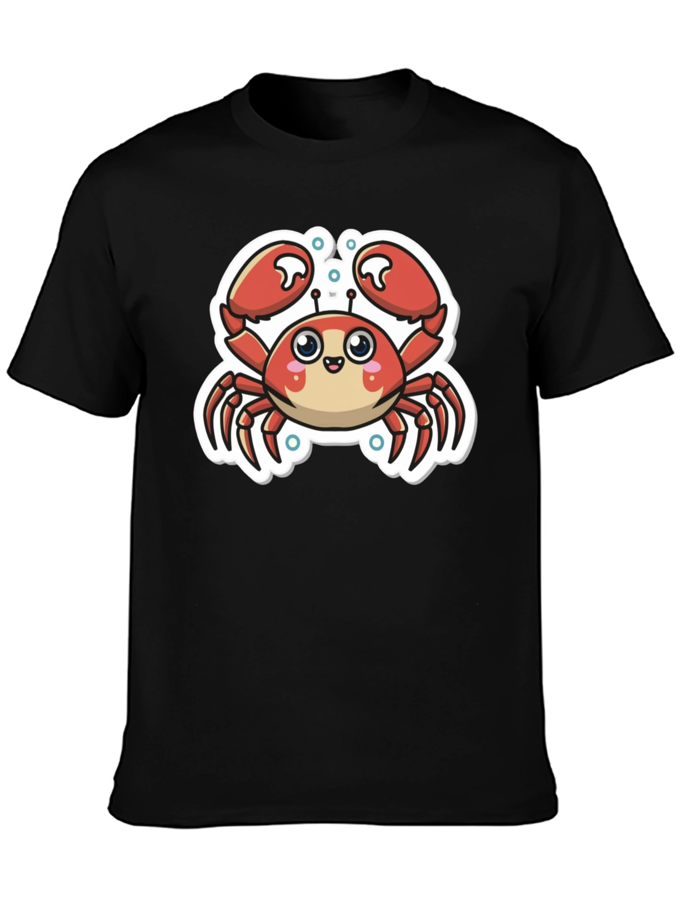 Cute Cartoon Crab Graphic T-Shirt - Black