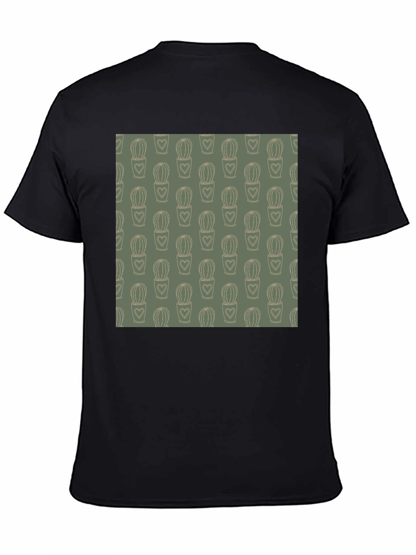 Trendy Cactus Heart Tee - Black Cotton Comfort