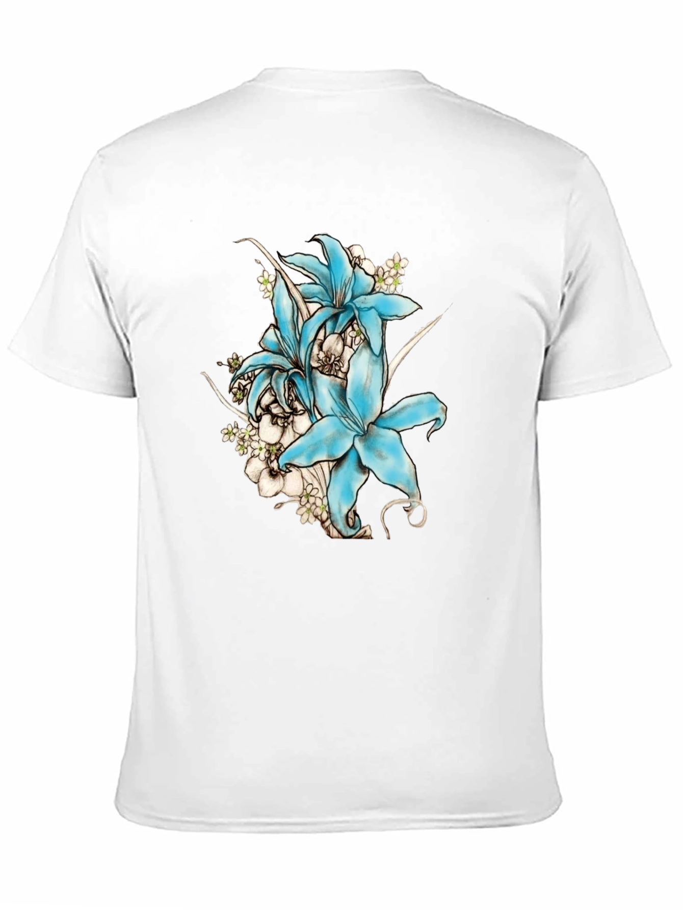 Floral Lily Graphic Print T-Shirt - Black