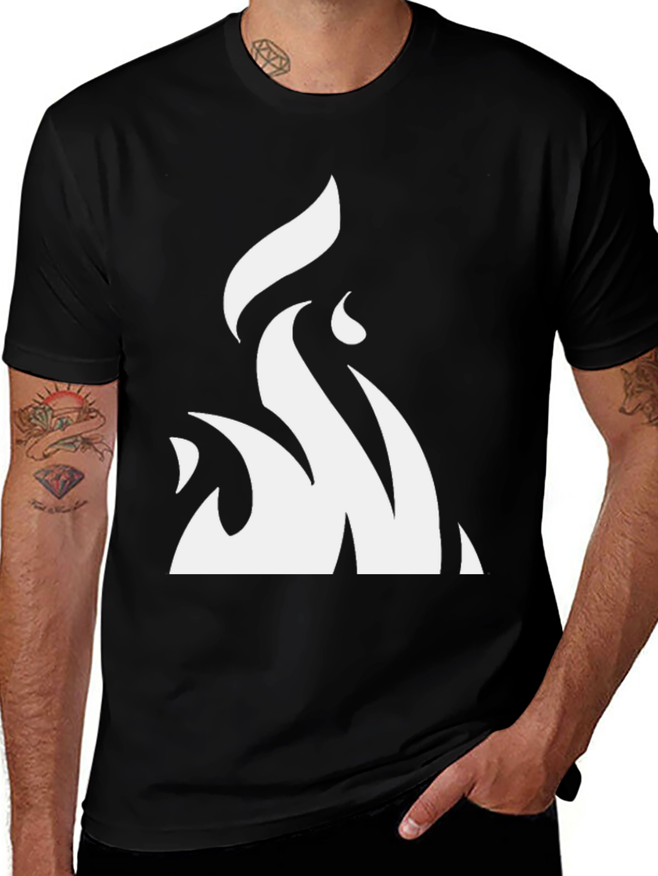 Abstract Flame Graphic Black T-Shirt