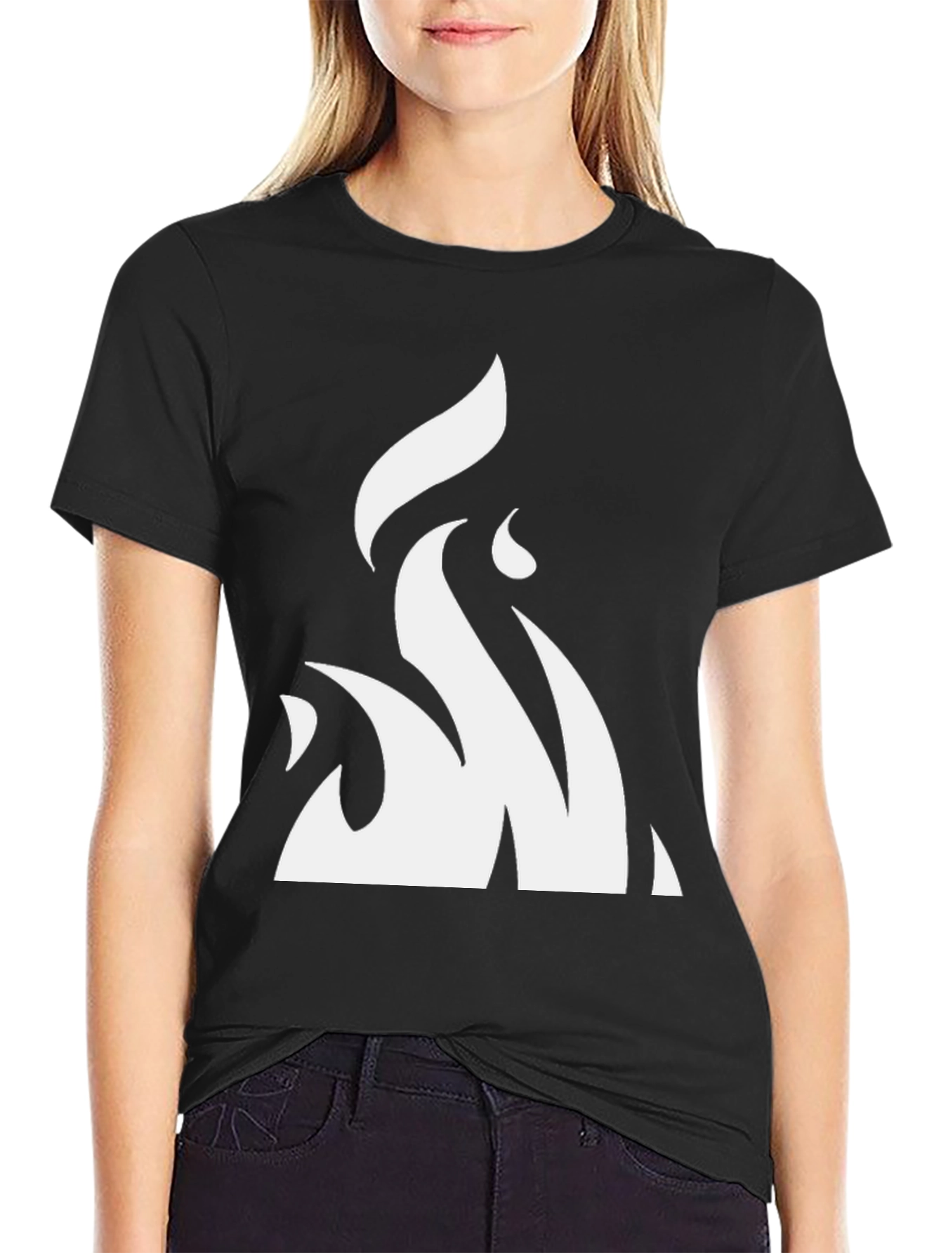 Abstract Flame Graphic Black T-Shirt
