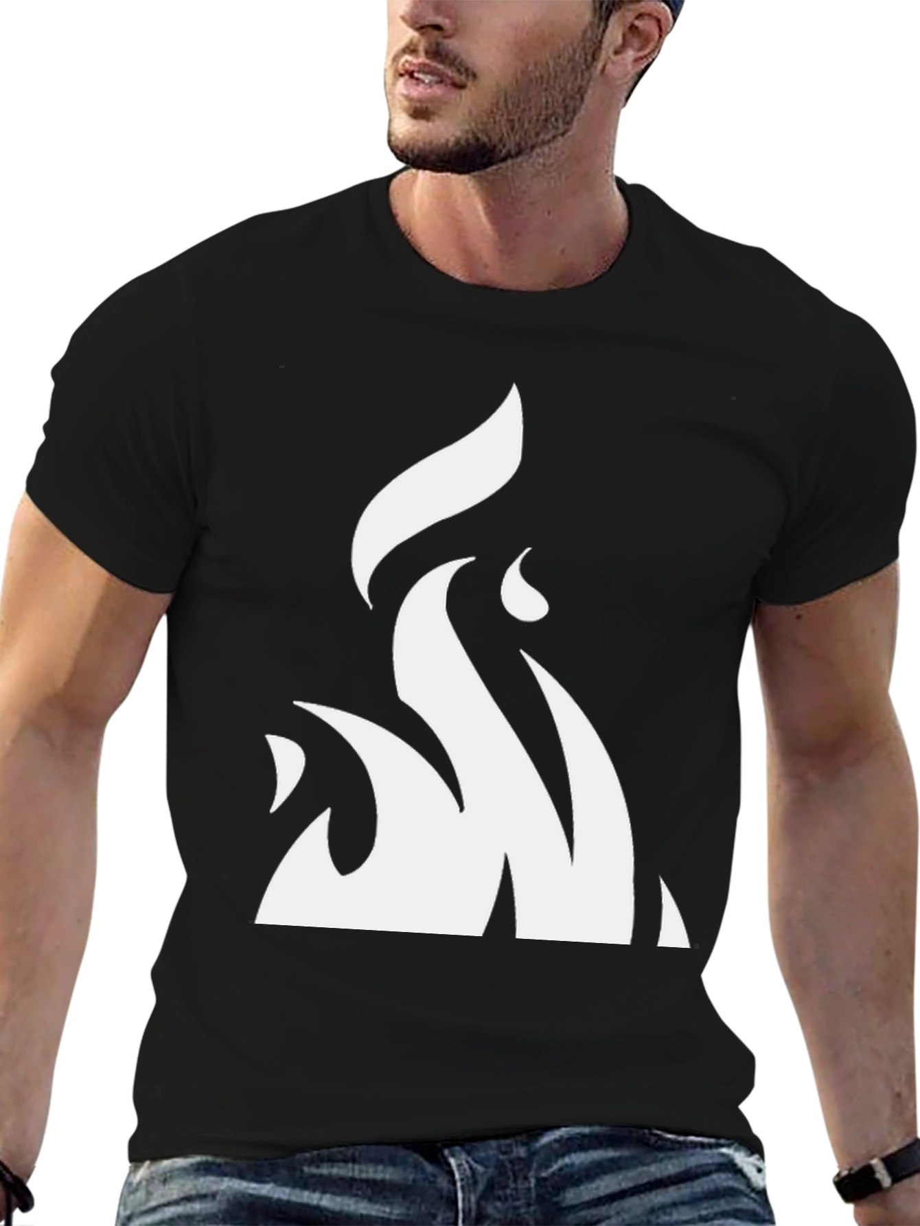 Abstract Flame Graphic Black T-Shirt