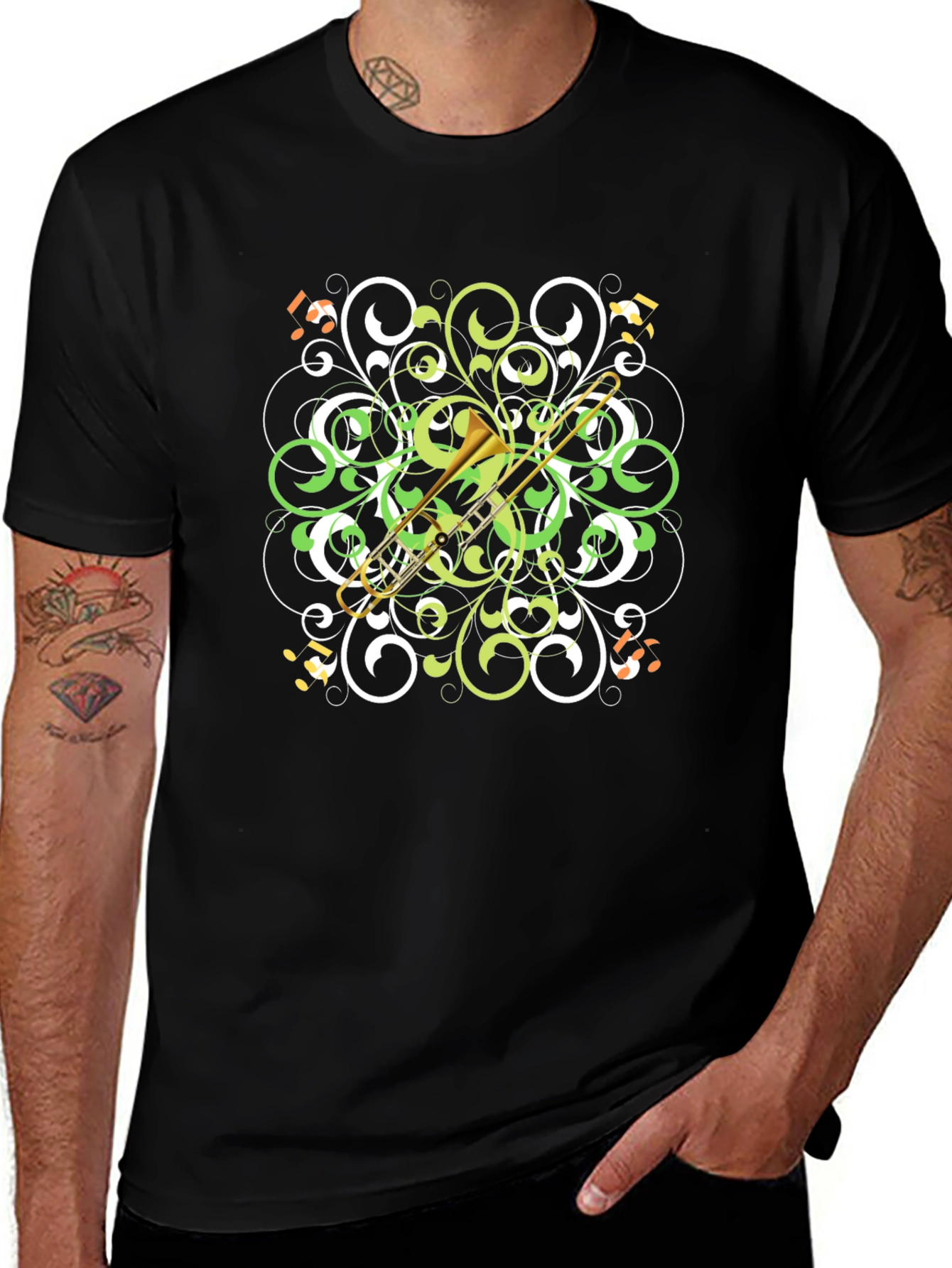 Trombone Swirl T-Shirt - Musical Style