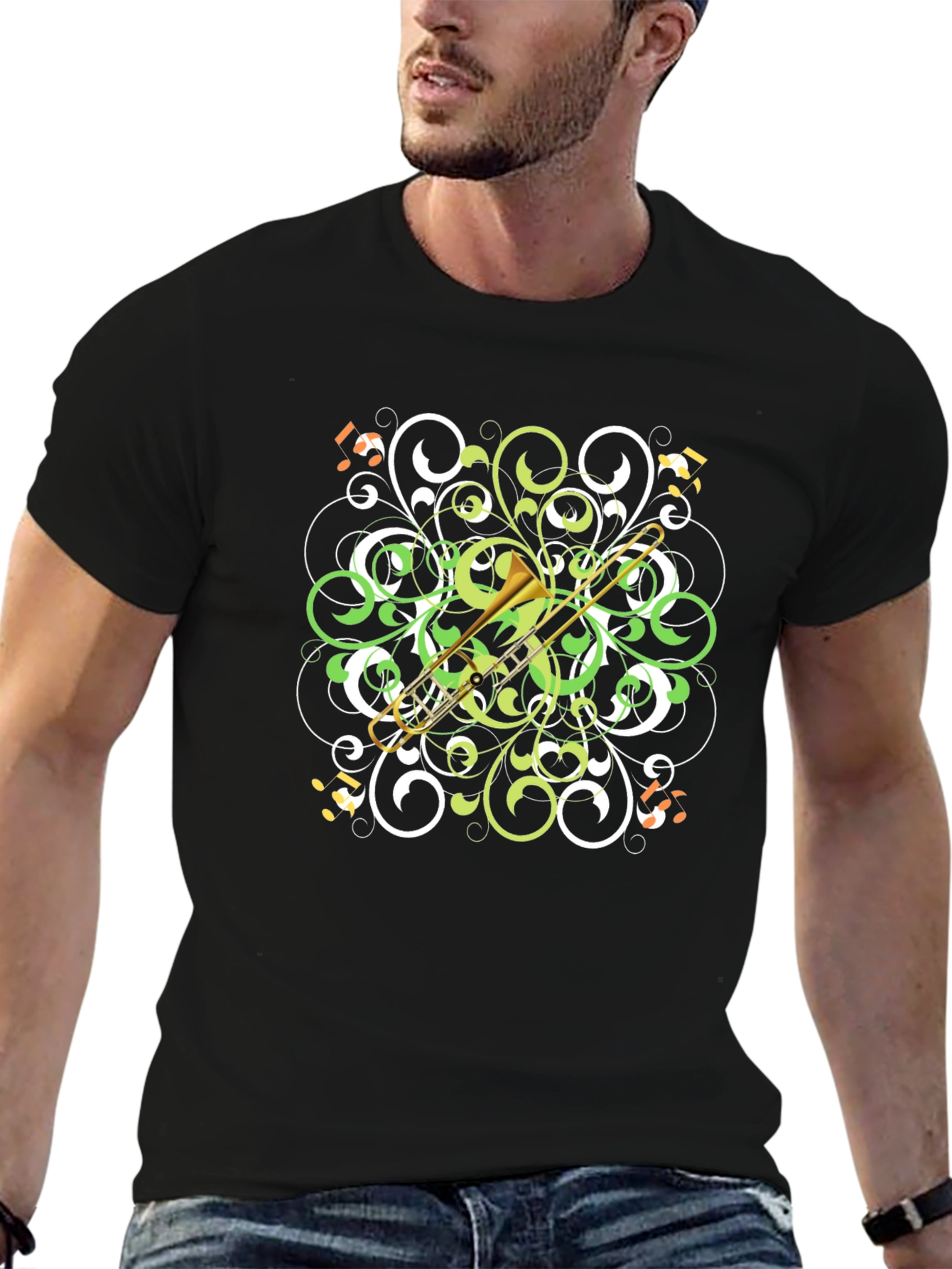 Trombone Swirl T-Shirt - Musical Style