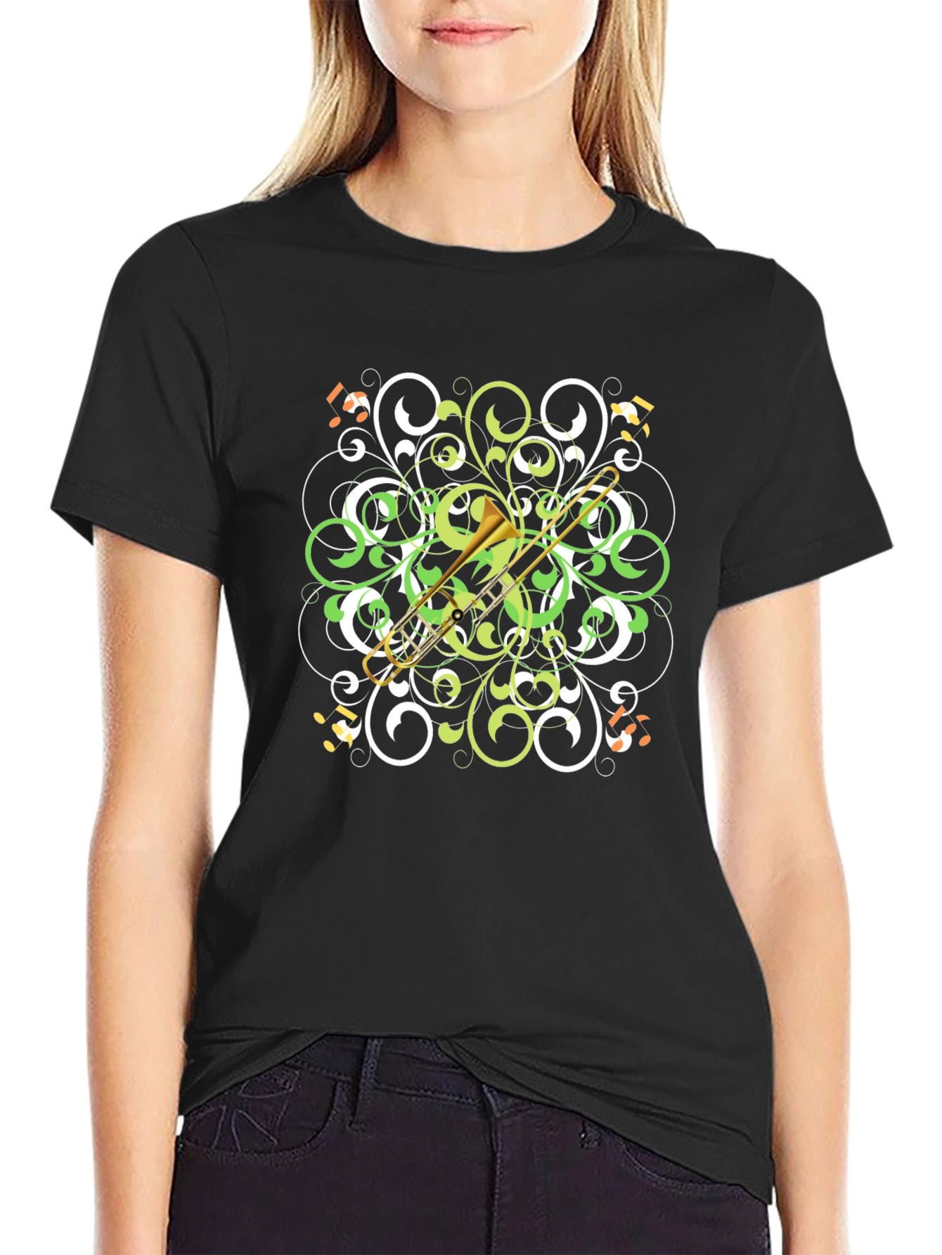 Trombone Swirl T-Shirt - Musical Style