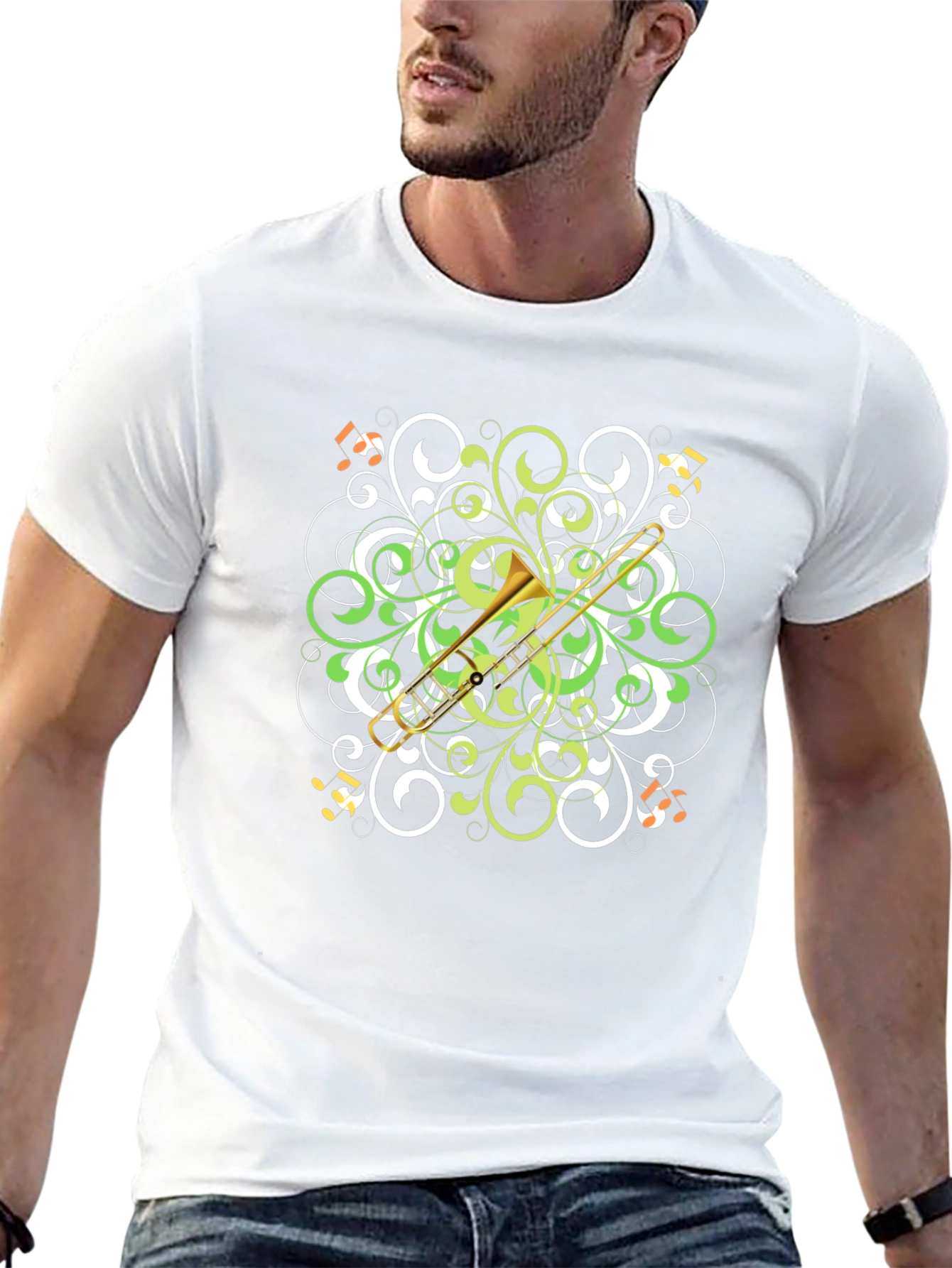 Trombone Swirl T-Shirt - Musical Style