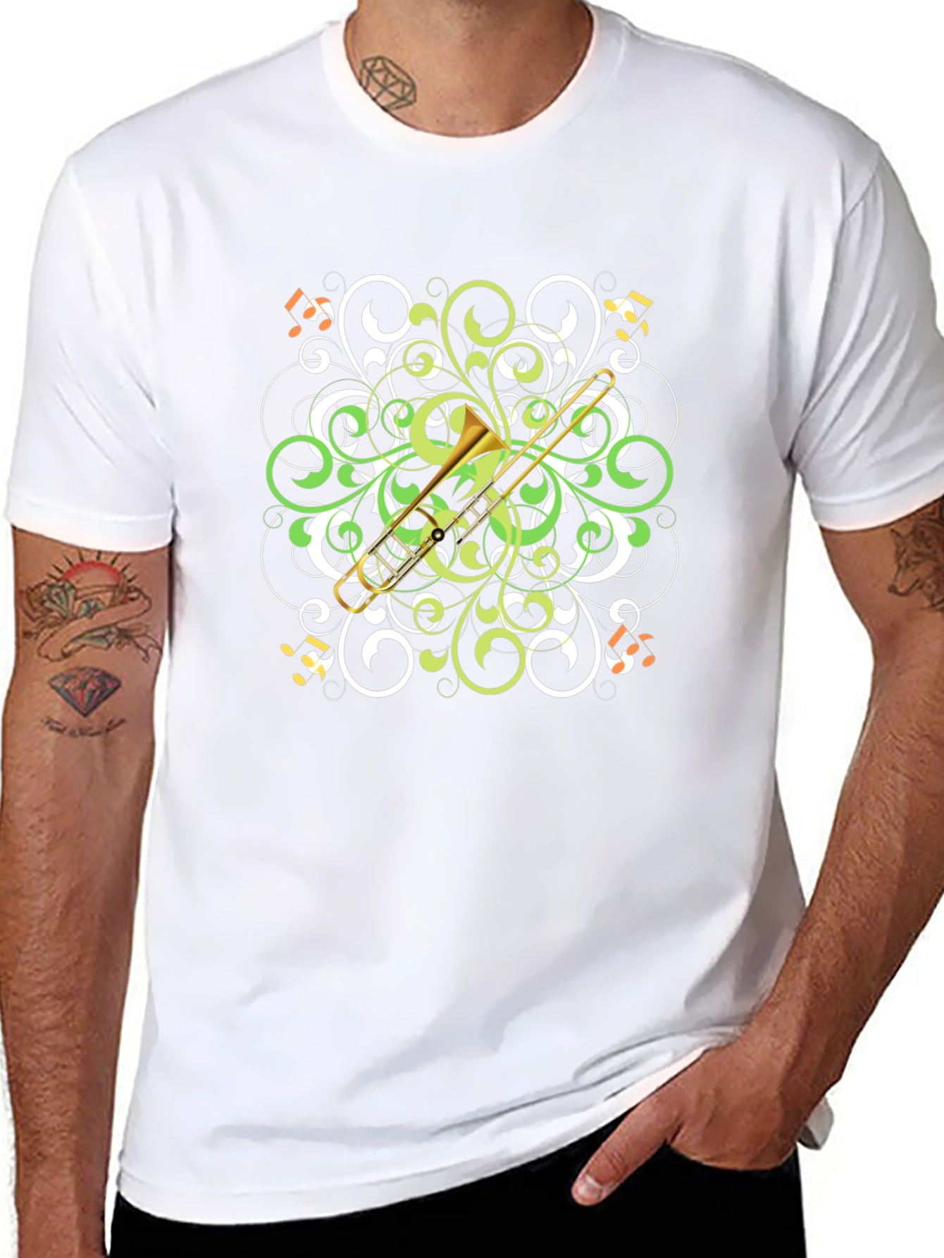 Trombone Swirl T-Shirt - Musical Style