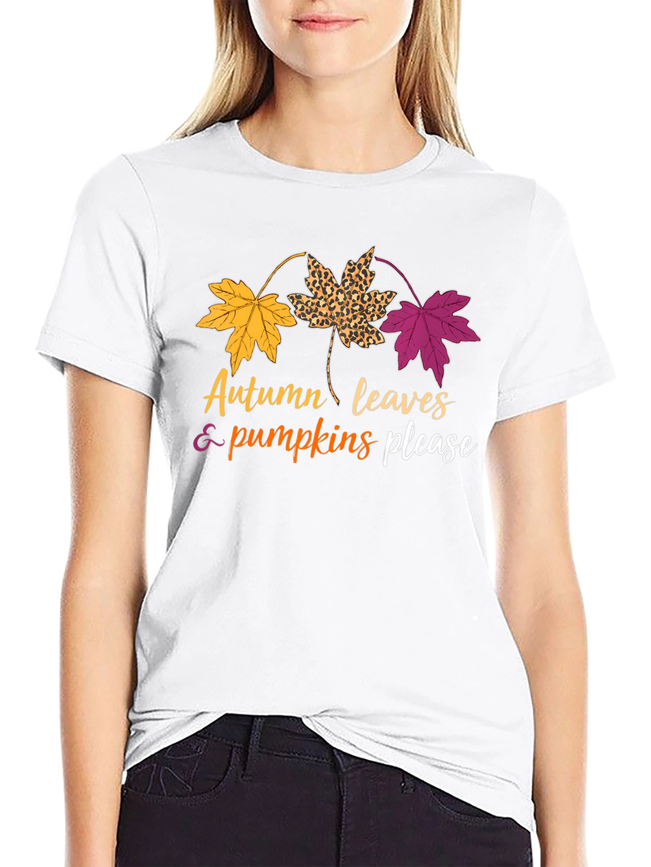 Autumn Leaves & Pumpkins Please Graphic Tee