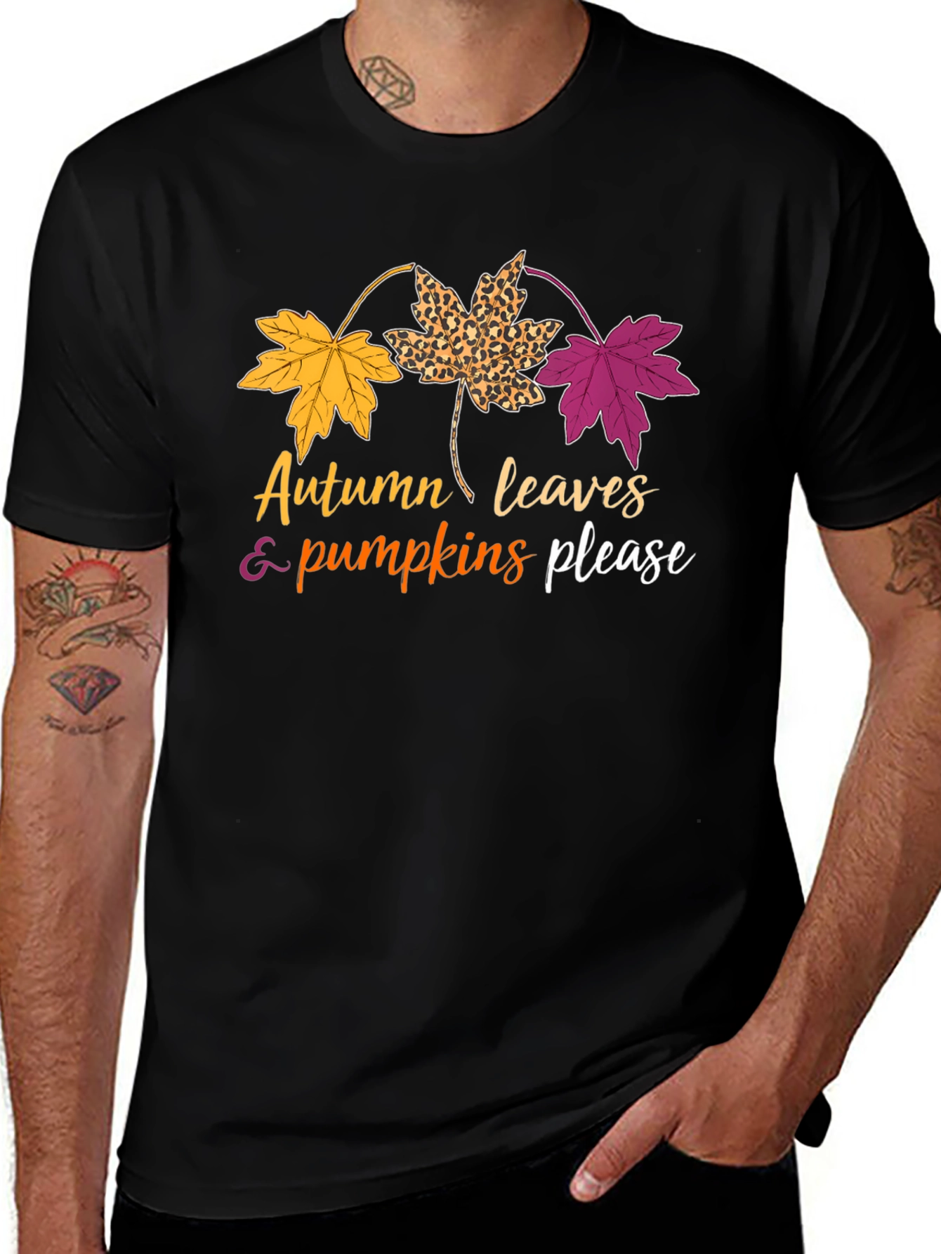 Autumn Leaves & Pumpkins Please Graphic Tee