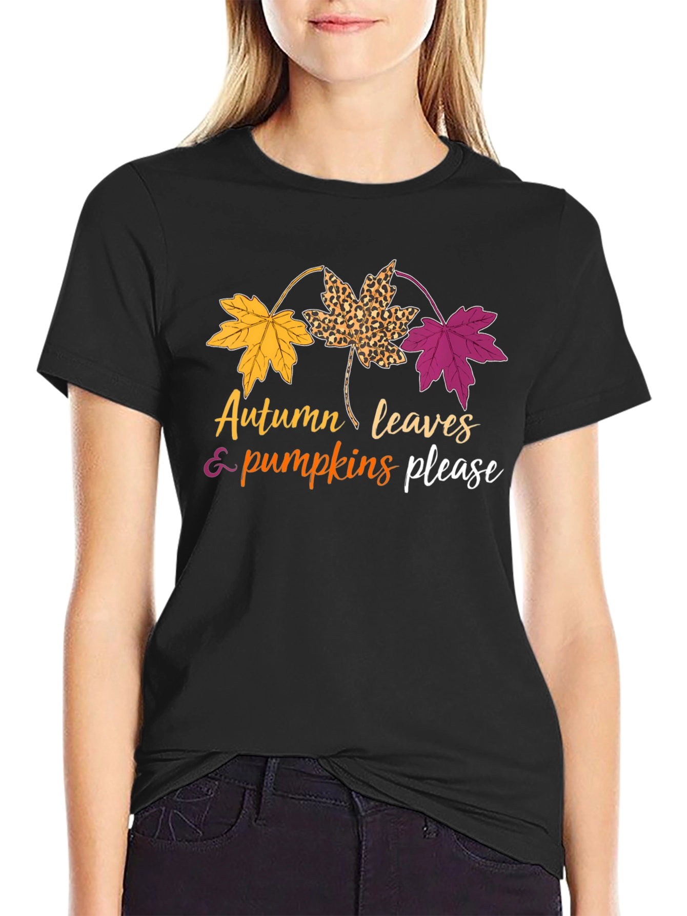 Autumn Leaves & Pumpkins Please Graphic Tee