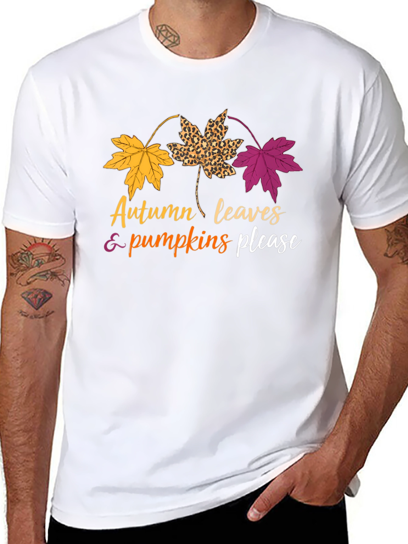Autumn Leaves & Pumpkins Please Graphic Tee