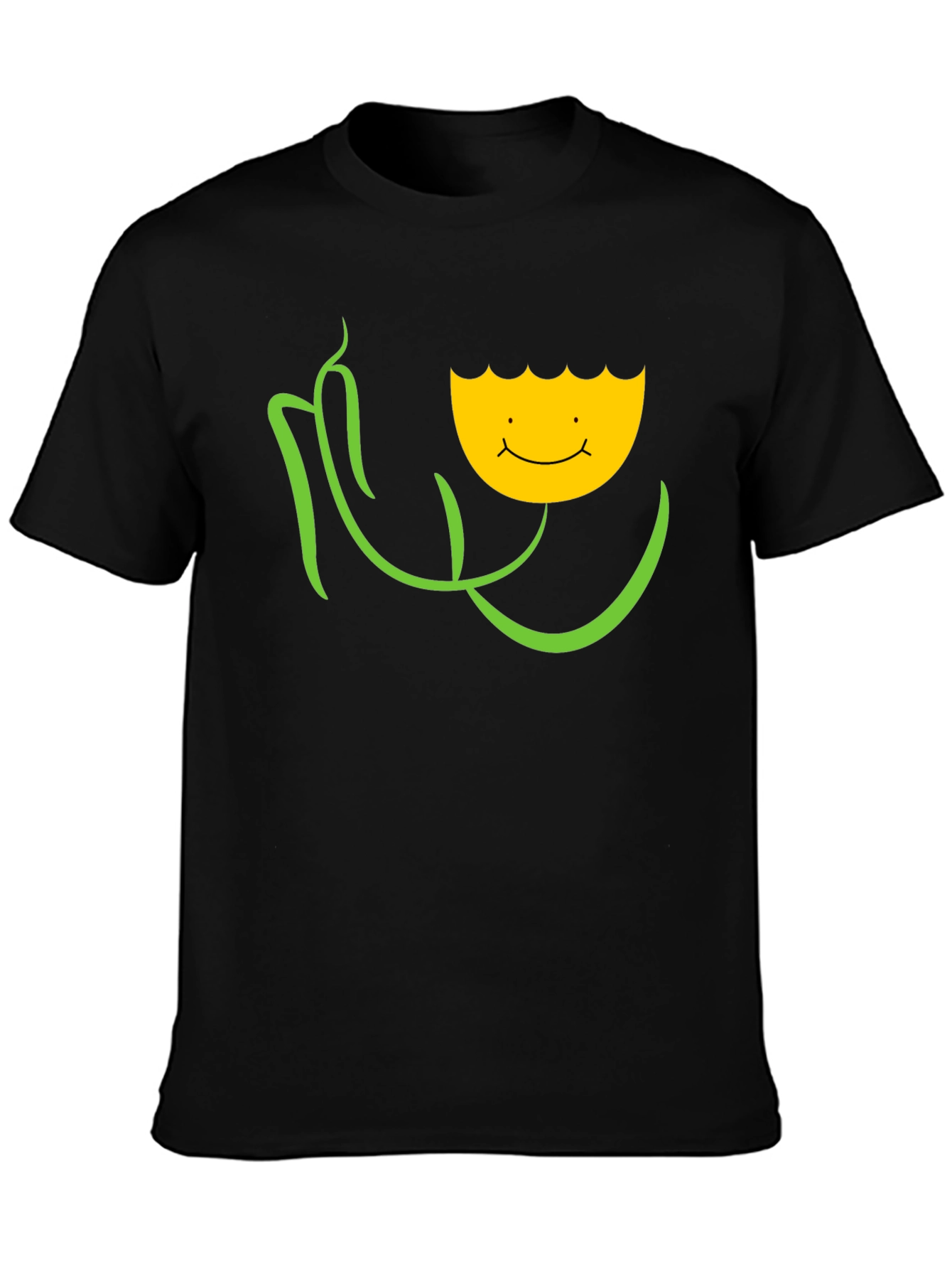 Smiling Flower Graphic Tee - Black