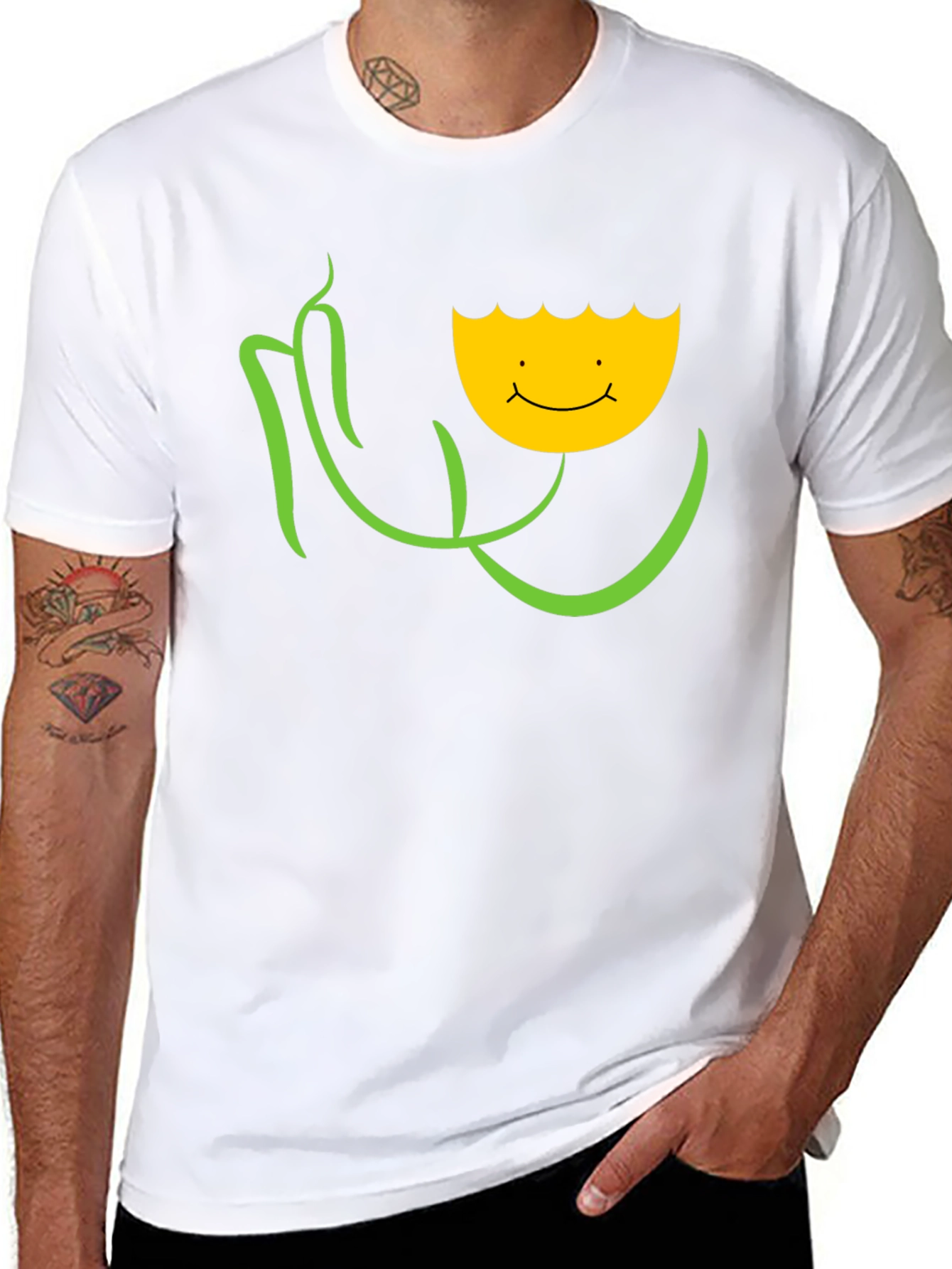 Smiling Flower Graphic Tee - Black