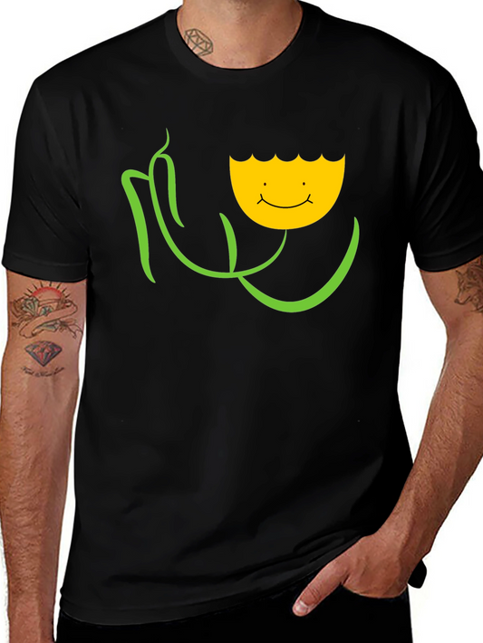 Smiling Flower Graphic Tee - Black