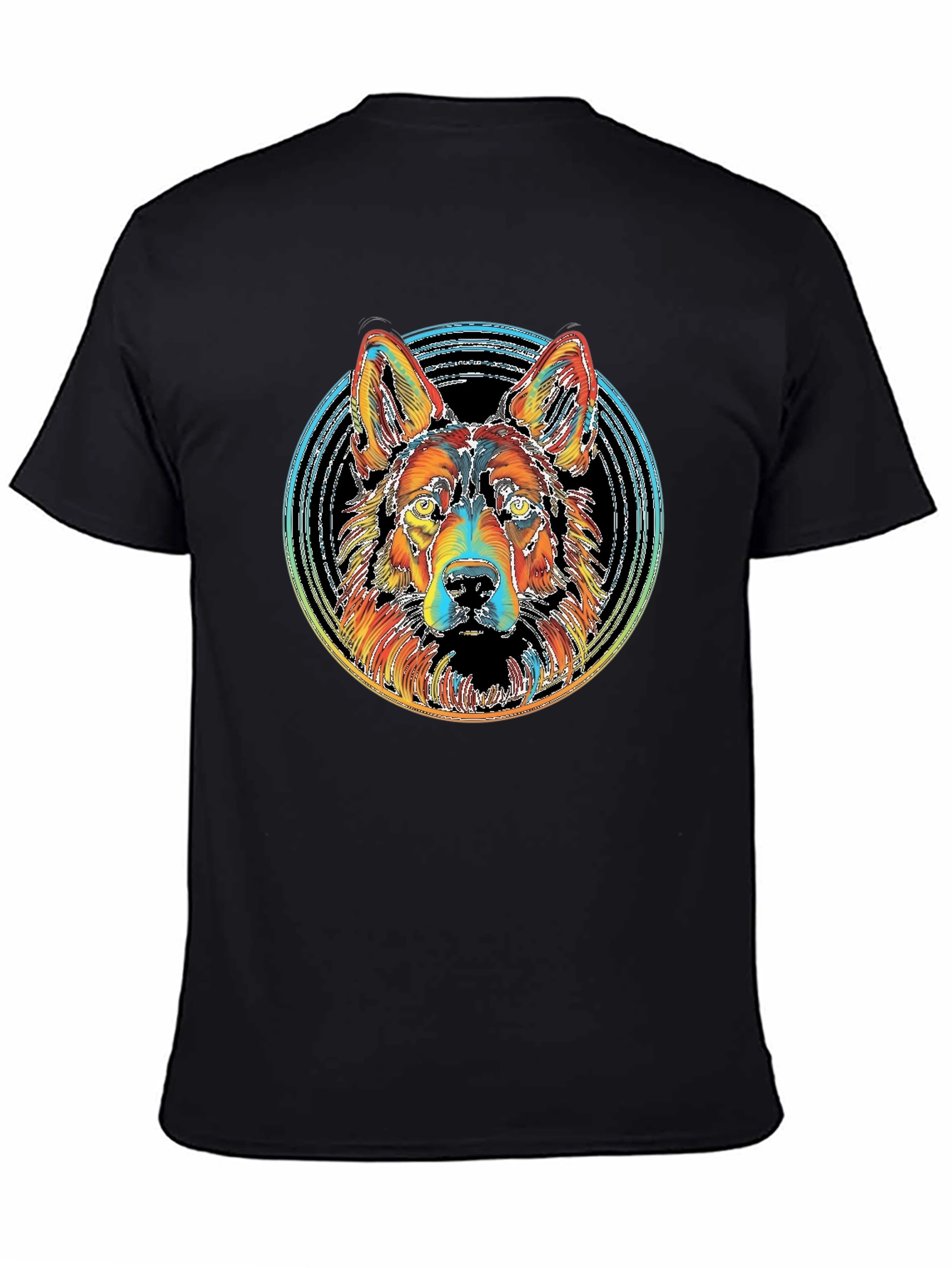 Vibrant German Shepherd Graphic Tee - Black