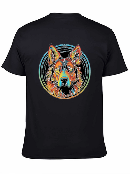 Vibrant German Shepherd Graphic Tee - Black