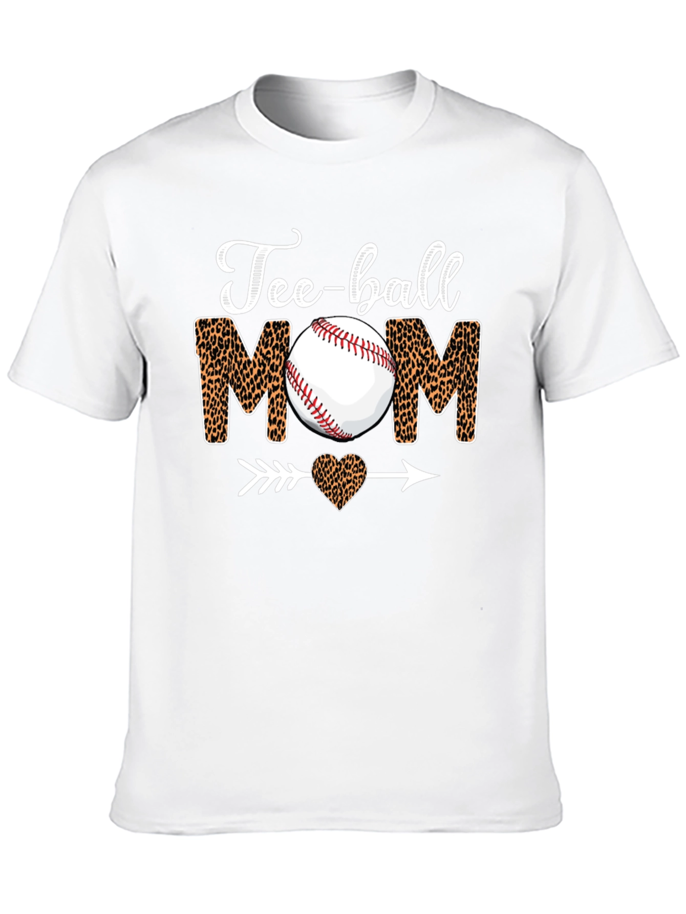 Tee-ball Mom Leopard Print Graphic T-Shirt