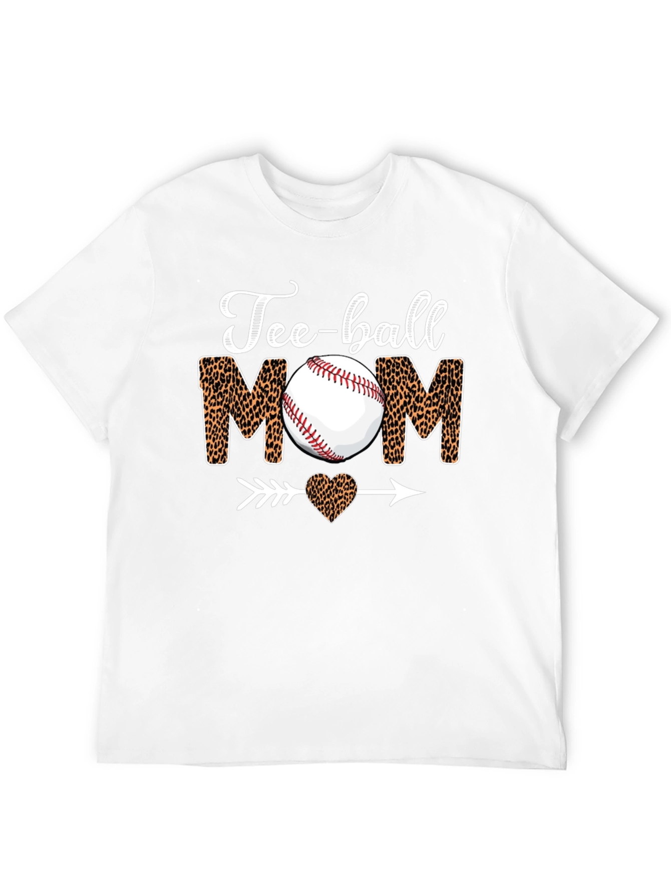 Tee-ball Mom Leopard Print Graphic T-Shirt