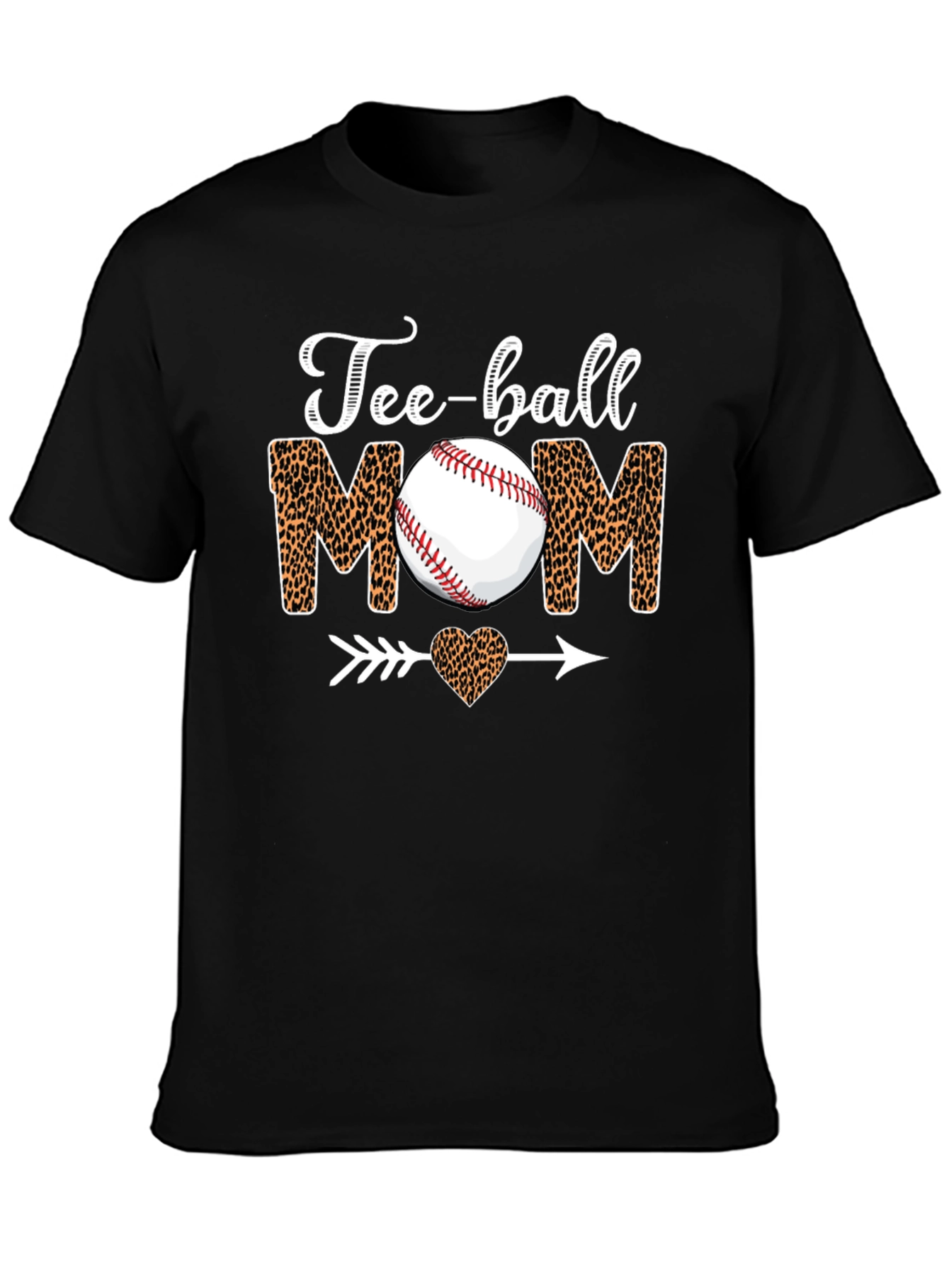 Tee-ball Mom Leopard Print Graphic T-Shirt