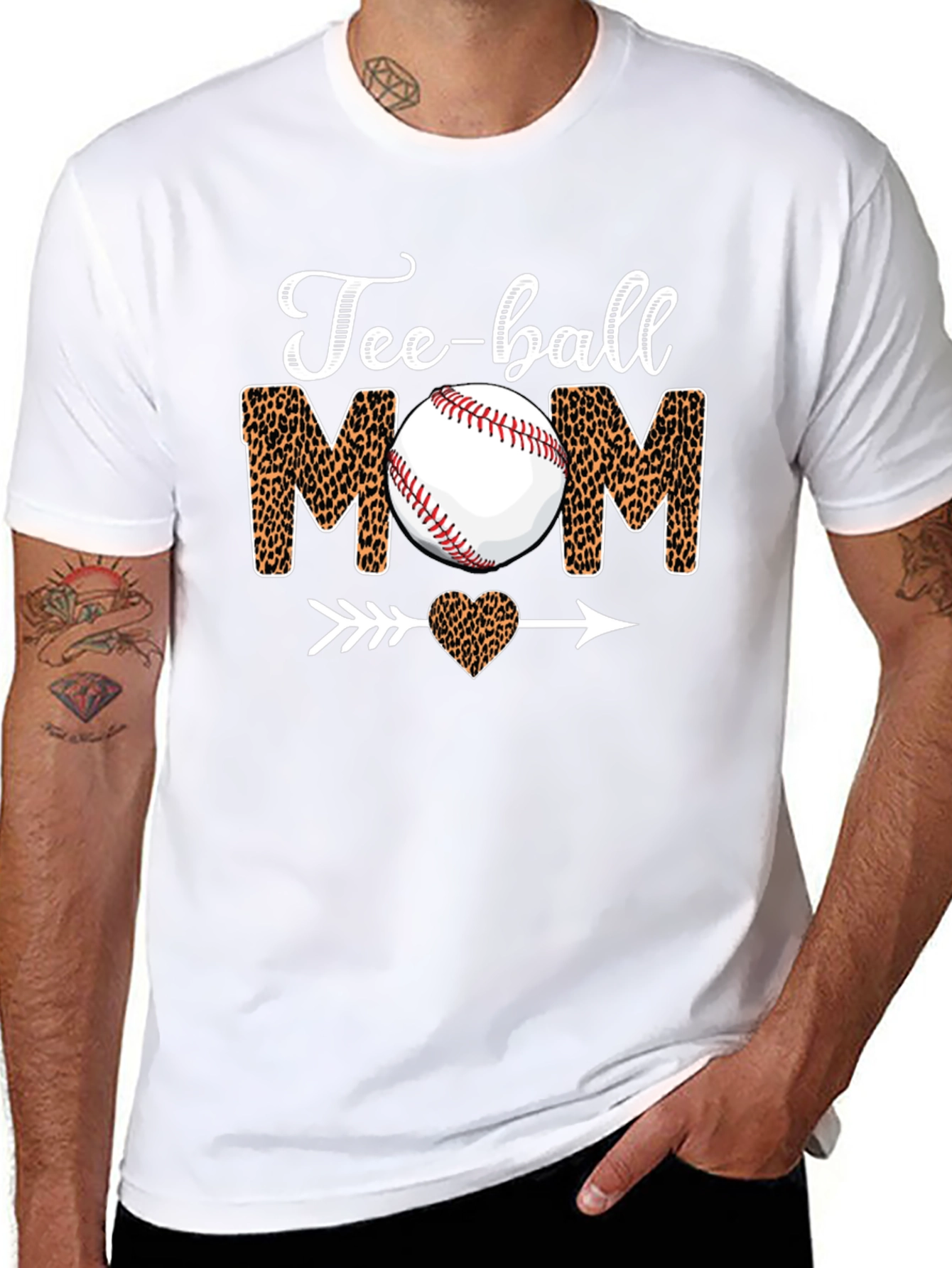 Tee-ball Mom Leopard Print Graphic T-Shirt