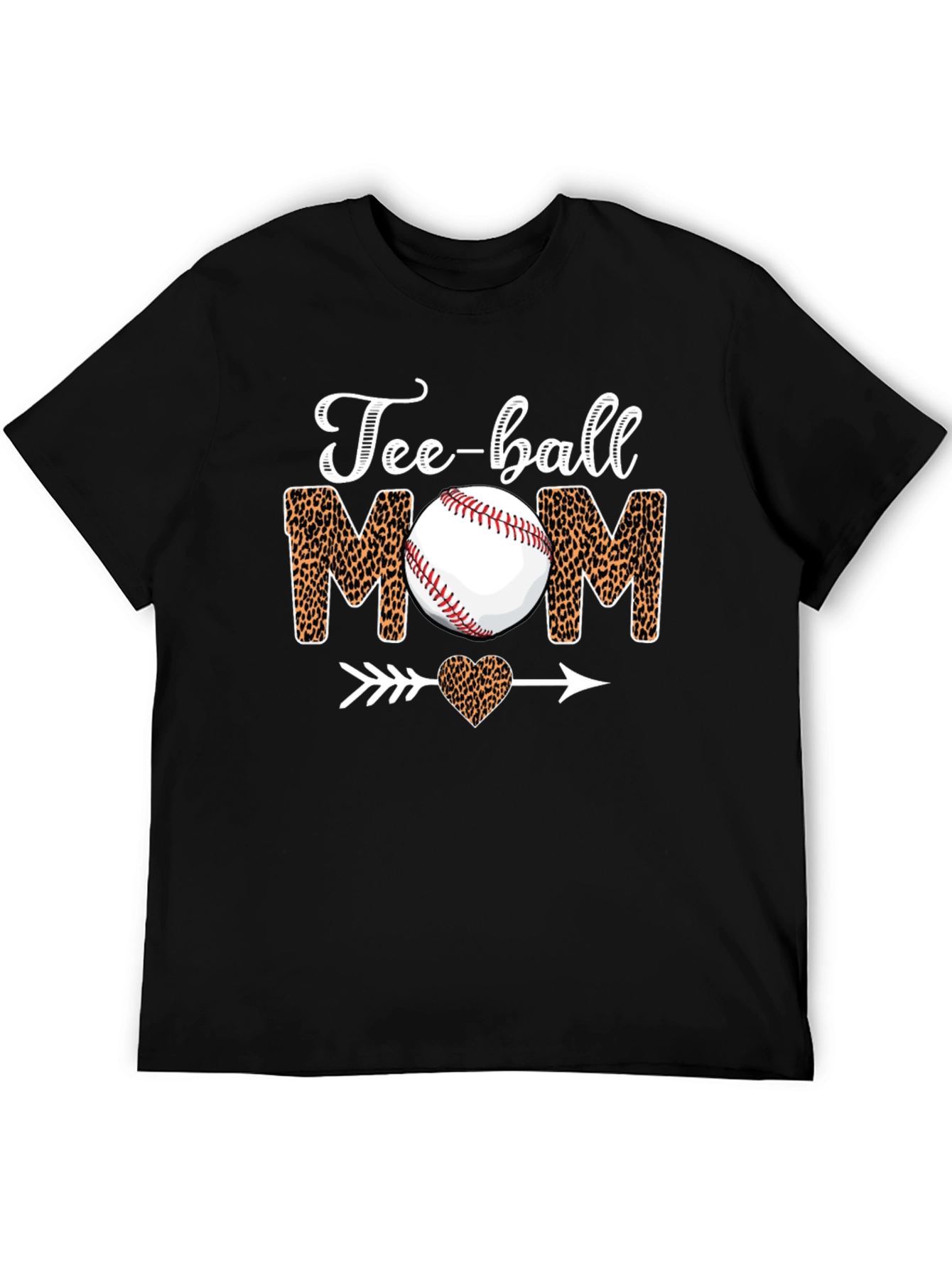 Tee-ball Mom Leopard Print Graphic T-Shirt