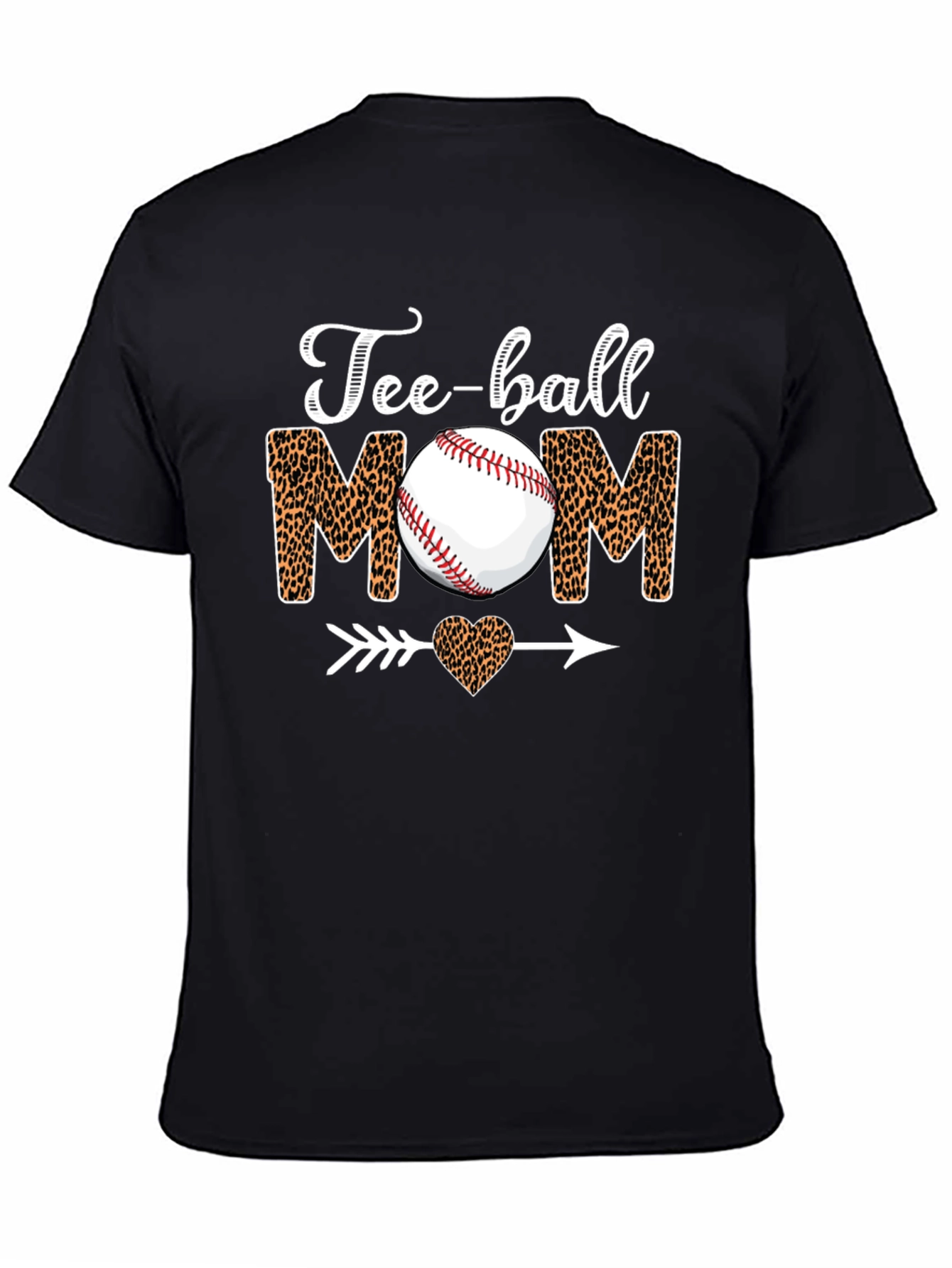 Tee-ball Mom Leopard Print Graphic T-Shirt