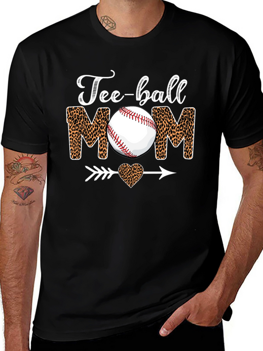 Tee-ball Mom Leopard Print Graphic T-Shirt