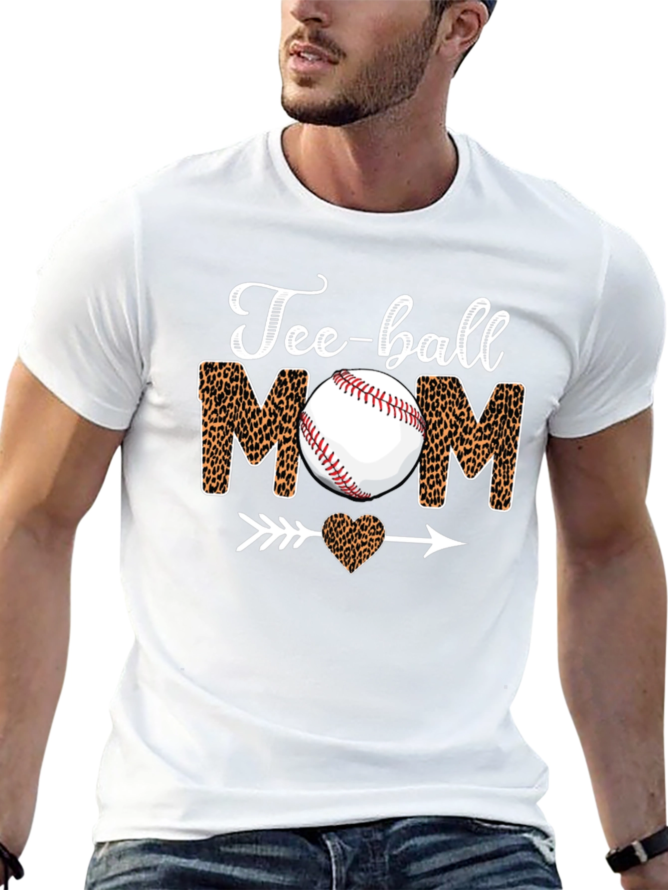 Tee-ball Mom Leopard Print Graphic T-Shirt